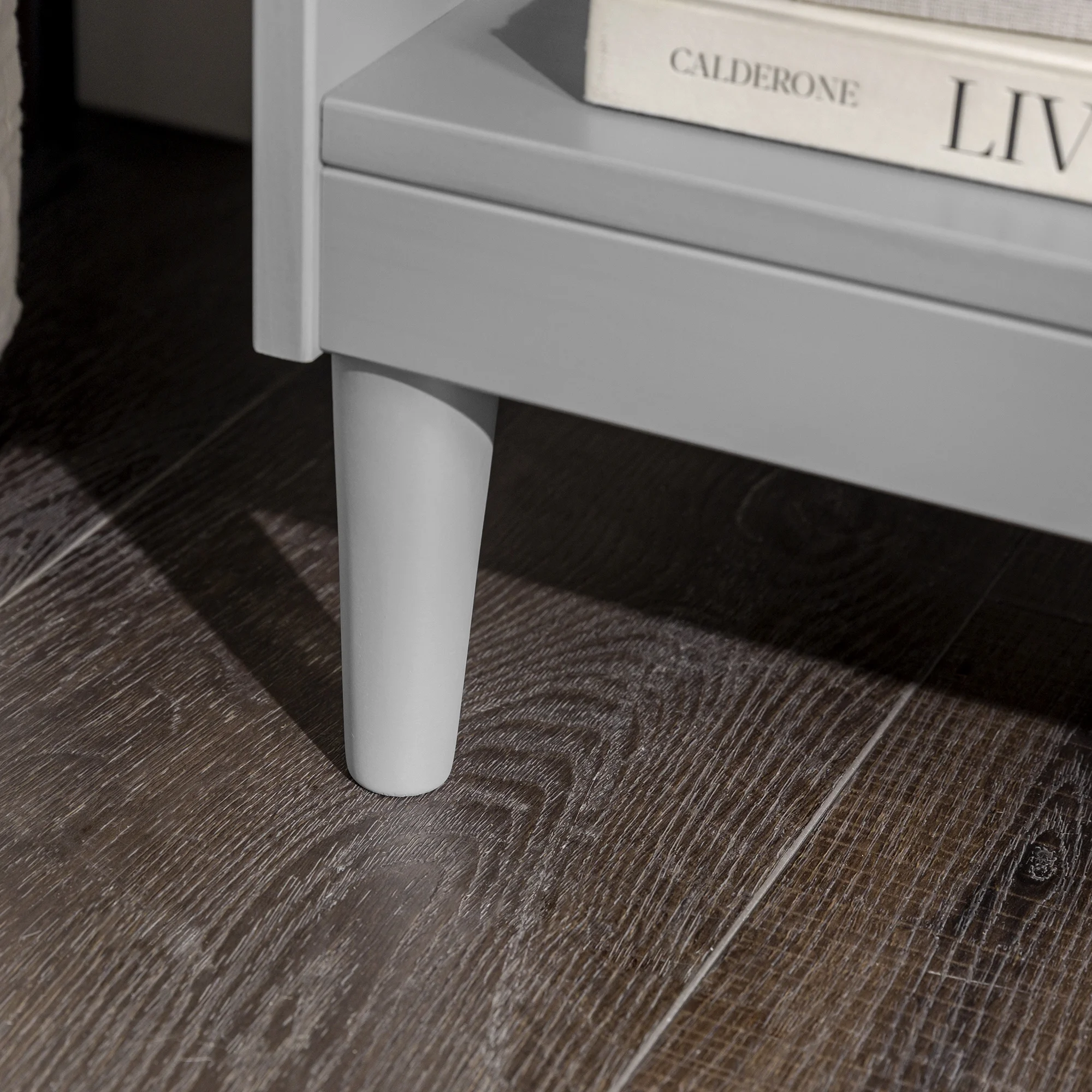 Walker Edison 25” Transitional 1-Drawer Solid Wood Nightstand, Grey