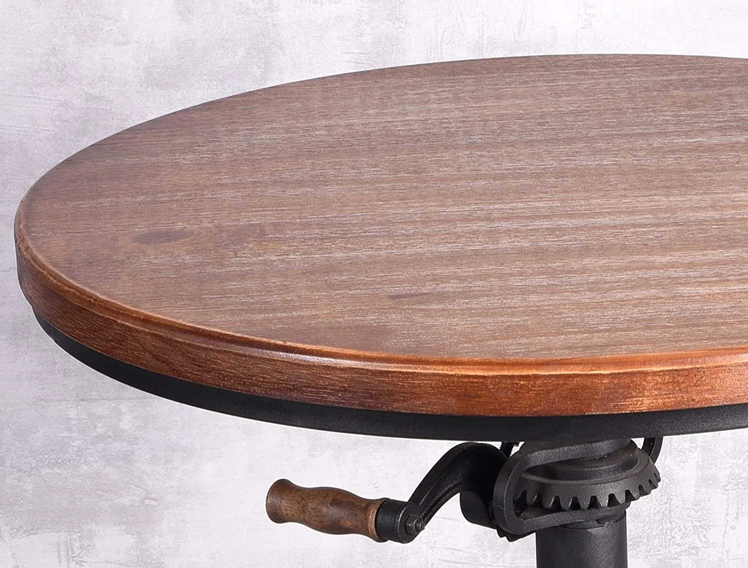 MQLIFEBOOM Industrial Pub Table 23.65" Round Wood Top Adjustable Height 33.5"-39.4" with Handle Black  Table