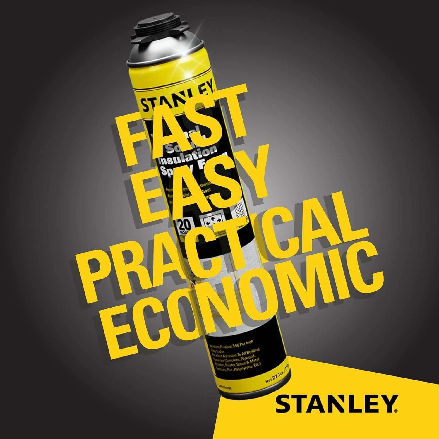 Stanley Supercoat Spray Foam Insulation Kit - Closed Cell Spray Foam Covers up to 20 Board feet. - Including Gun, Cleaner - 27.1 oz, 1 Pack + Cleaner + Spray Gun