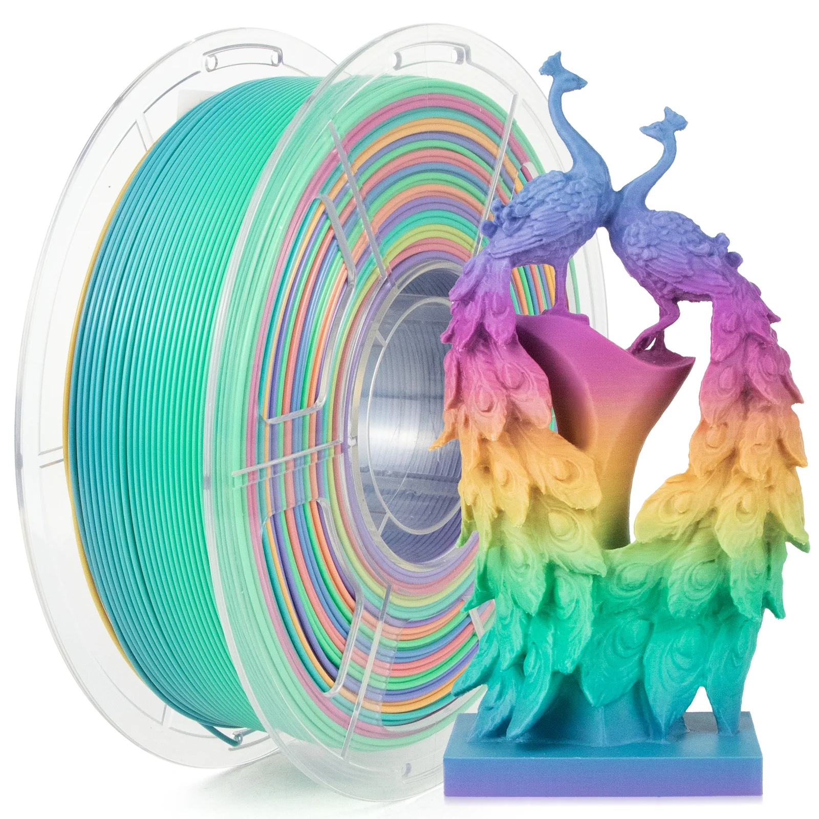 iSANMATE PLA+ Filament 1.75 mm Rainbow Filament, 3D Printer Filament Rainbow PLA, Color Change Filament Dimensional Accuracy +/- 0.03 mm, 1KG Spool [Color Speed Upgrade]