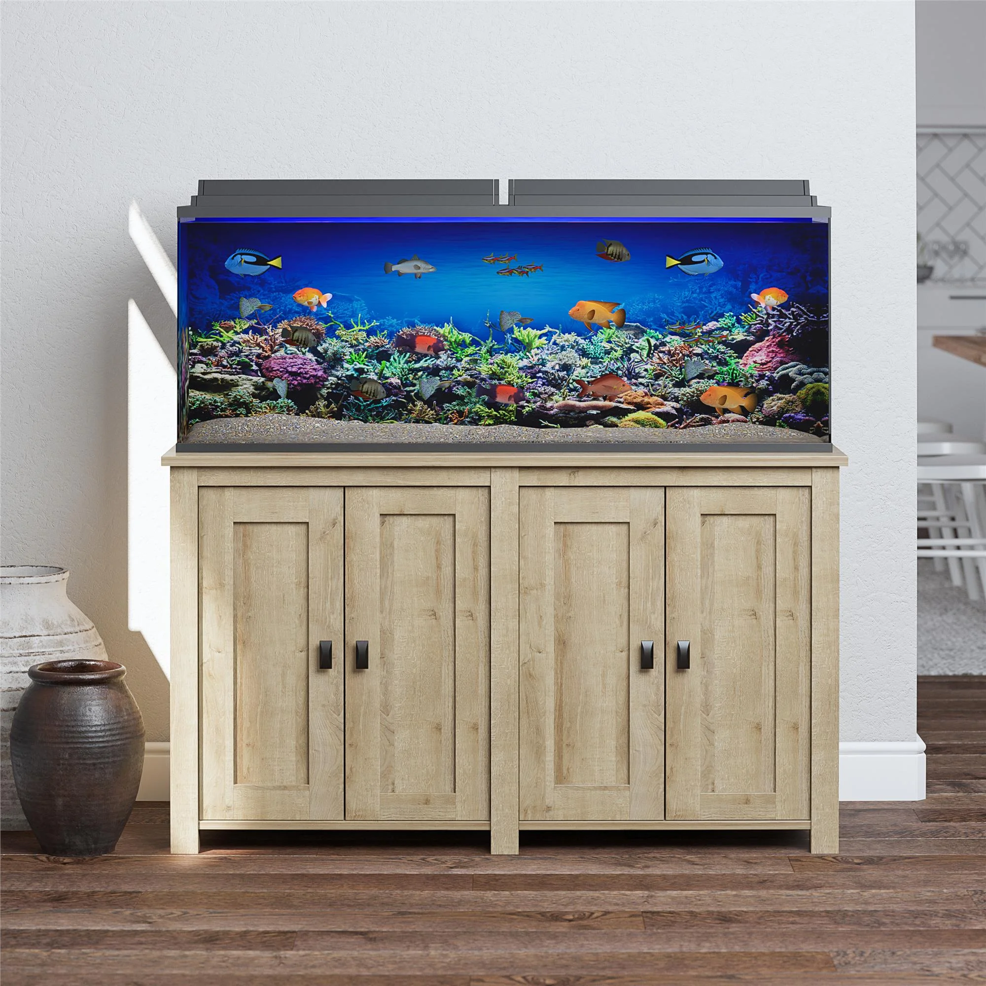 Woven Paths Scandi Farmhouse 55 Gallon Aquarium Stand, Natural