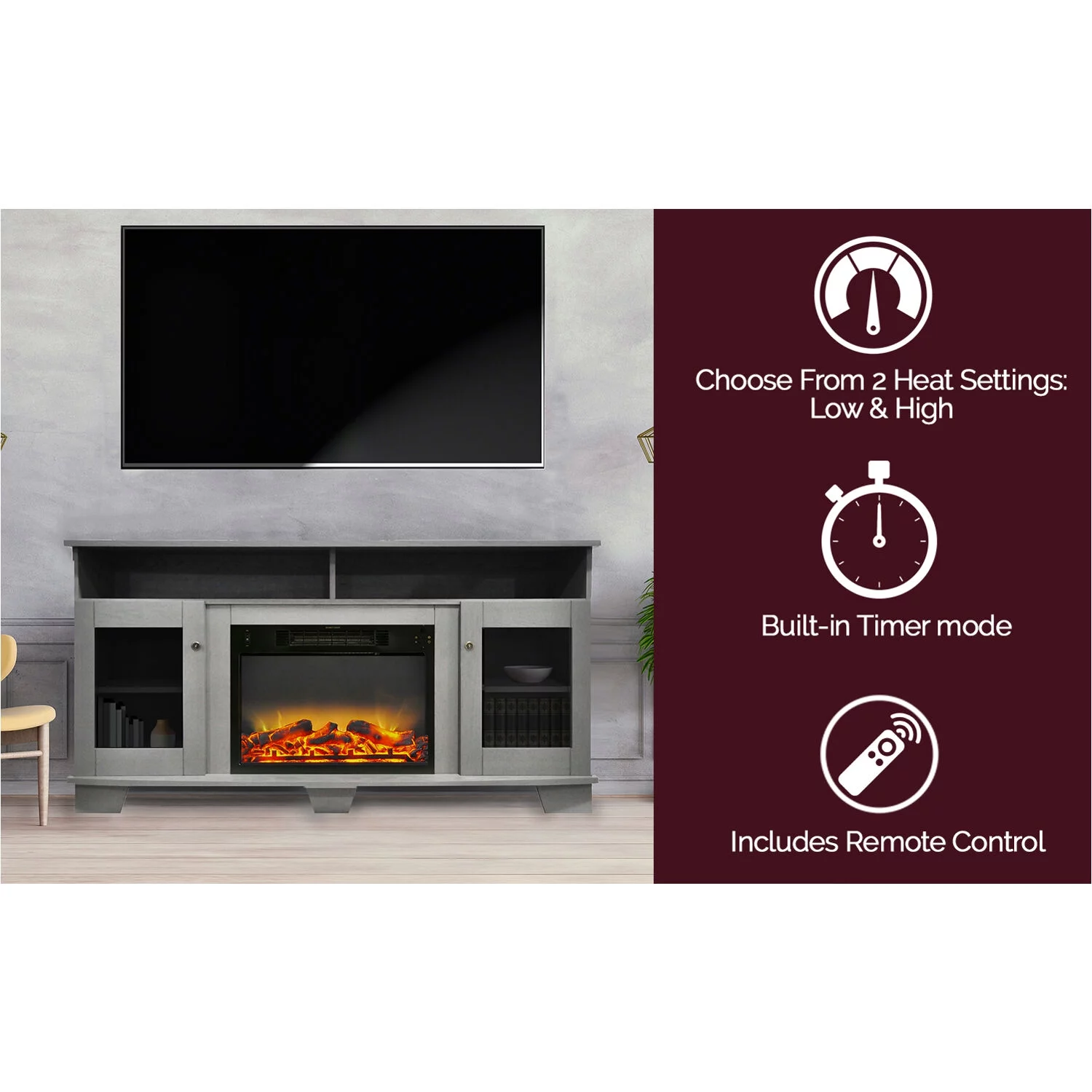 Cambridge Savona Electric Fireplace Heater with 59