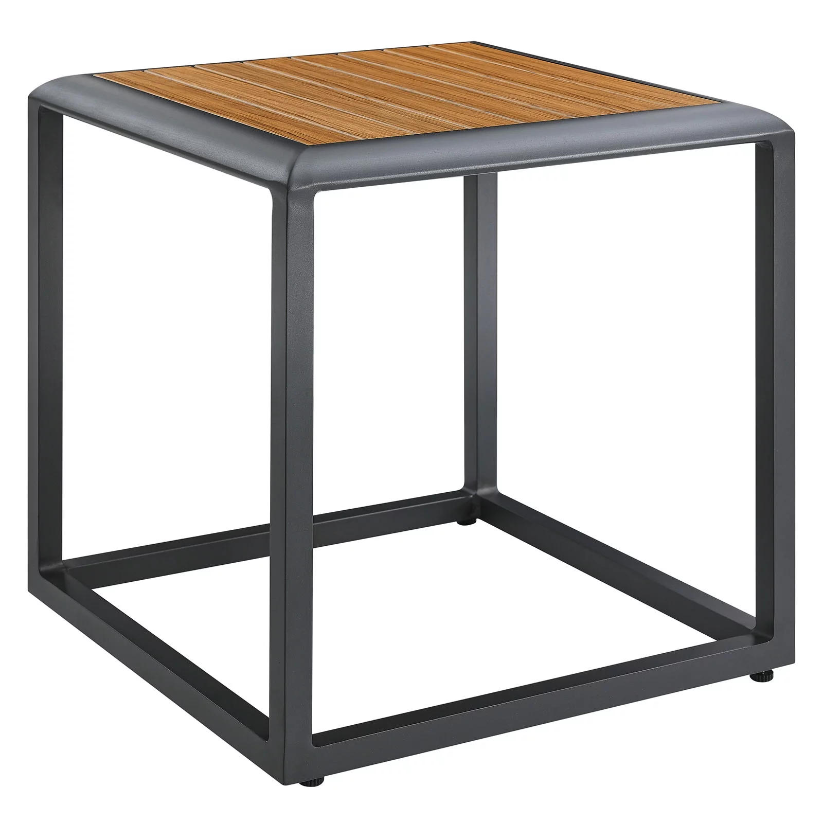 Modway Stance Outdoor Patio Aluminum Side Table in Gray Natural