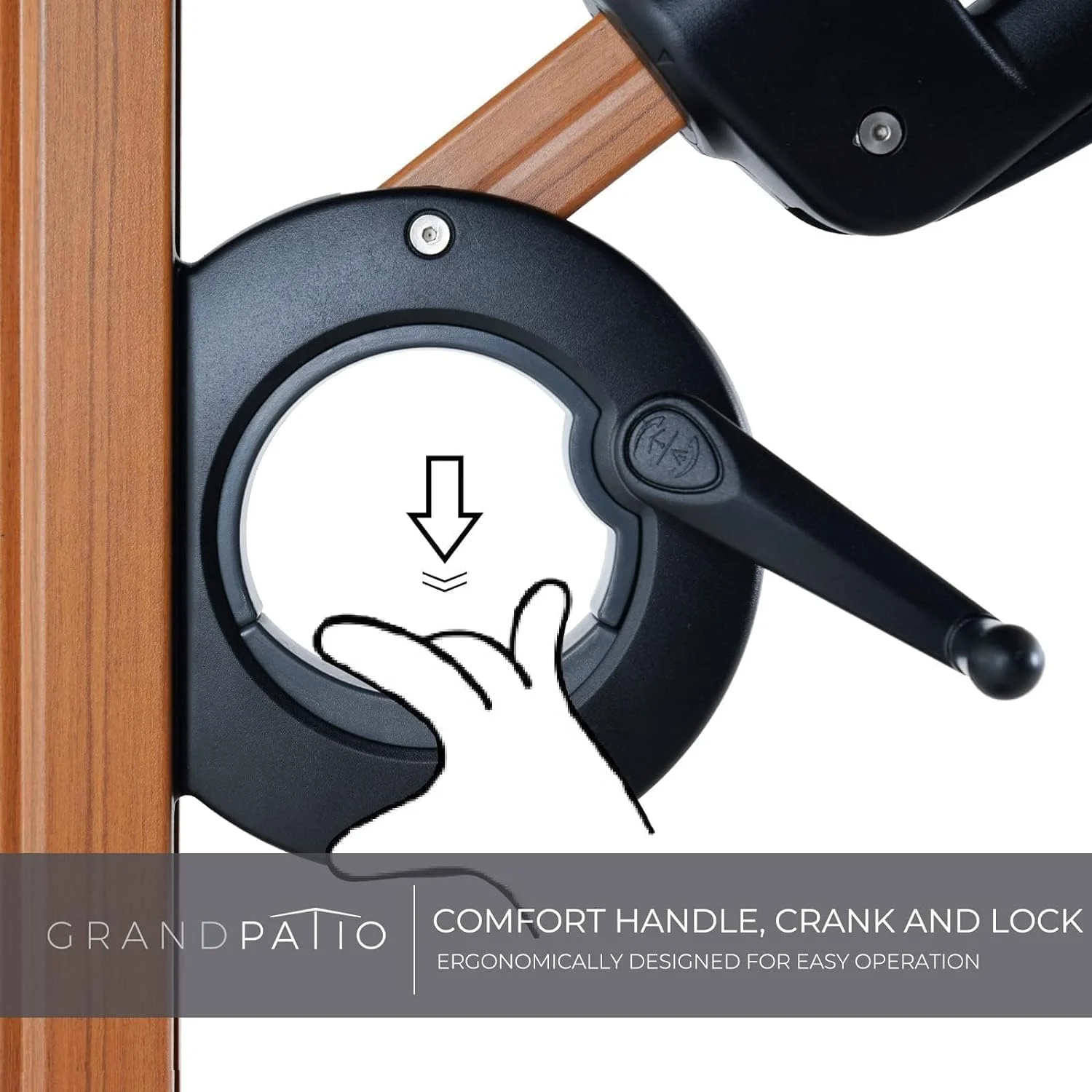 Grand Patio 10-Ft Offset Patio Umbrella, Cantilever Umbrella with Crank & Dual Tilt, Faux Wood Grain Aluminum Large Umbrella, Champagne