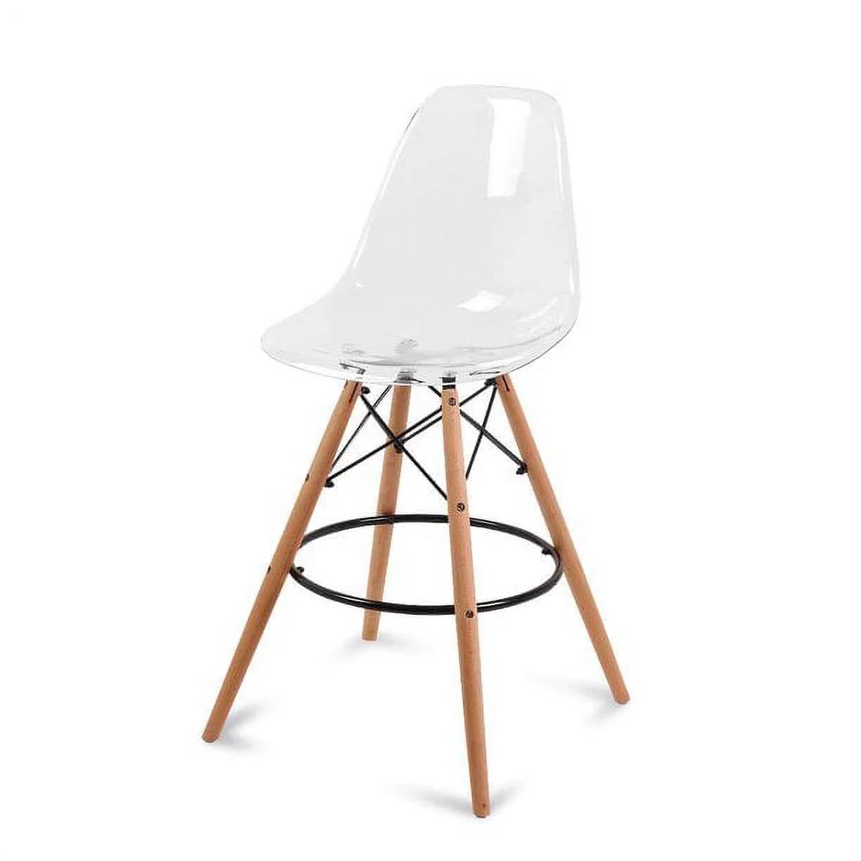 Set of 2 Counter Height High Island Stool Patio Dining Bar Pub Chairs, Clear