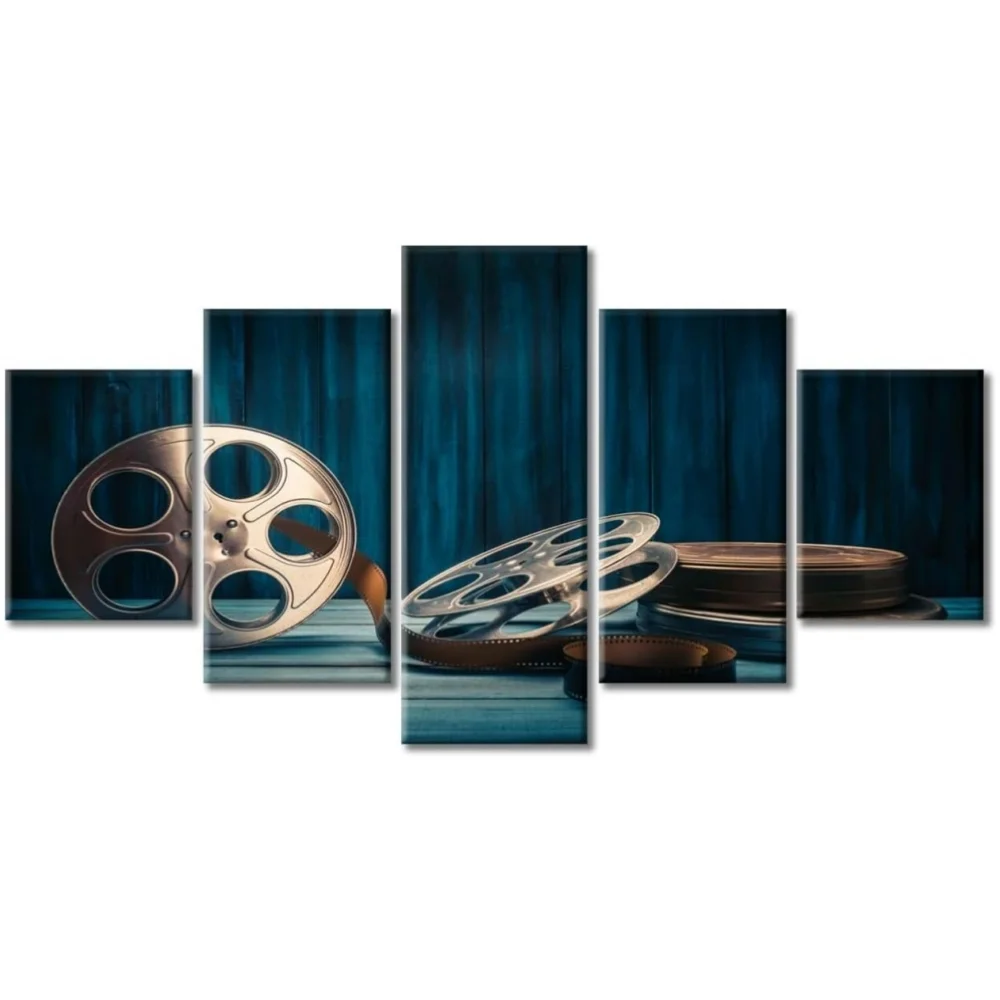 TISHIRON 5PCS Framed Movie Theater Theme Canvas Wall Art Set,60