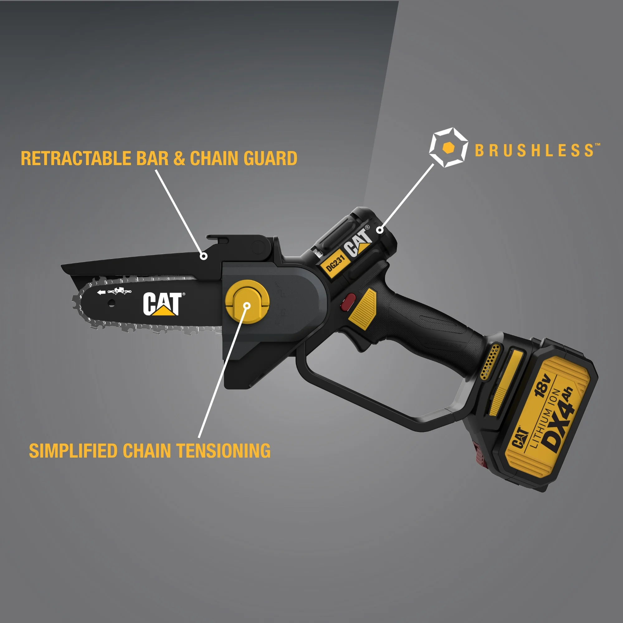 Caterpillar Cat® DG231 18V Brushless 5” Pruning Saw (Battery & Charger Included)