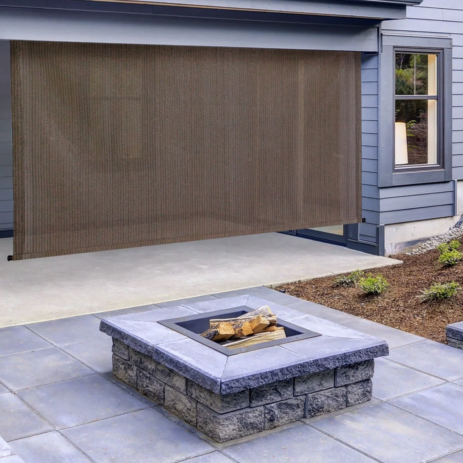 Keystone Fabrics P7215 96 x 72 in. Outdoor Cordless Sun Shade, Monterey