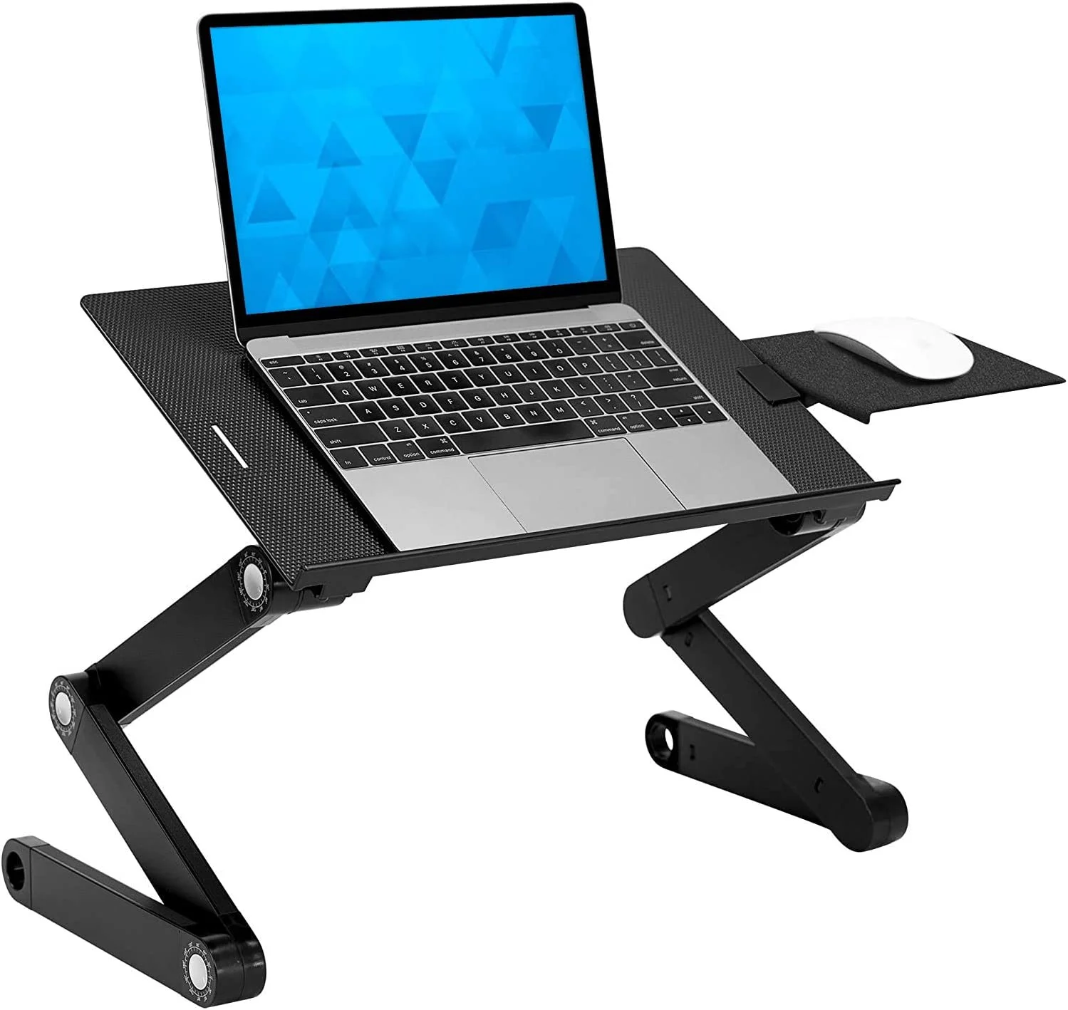 Mount-It! Adjustable Laptop Stand with Built-in Cooling Fans and Mouse Pad Tray, Easy to Use Ergonomic Laptop Stand for Bed, Couch, and Table, Portable and Lightweight