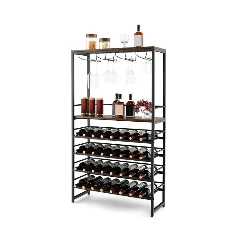 Industrial Wine Bar Cabinet - Industrial Charm with Ample Storage