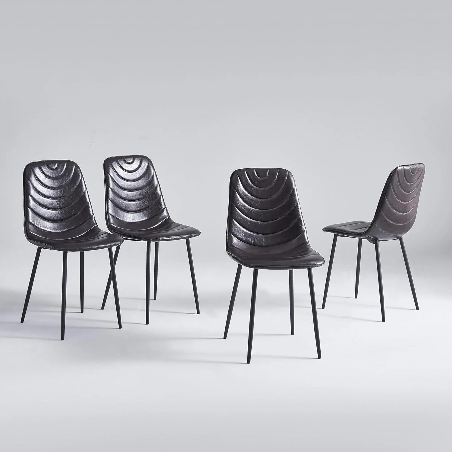 Anchorhome Modern Upholstered Kitchen Dining Chairs Set of 4, Sleek Faux Leather Armless Side Chairs