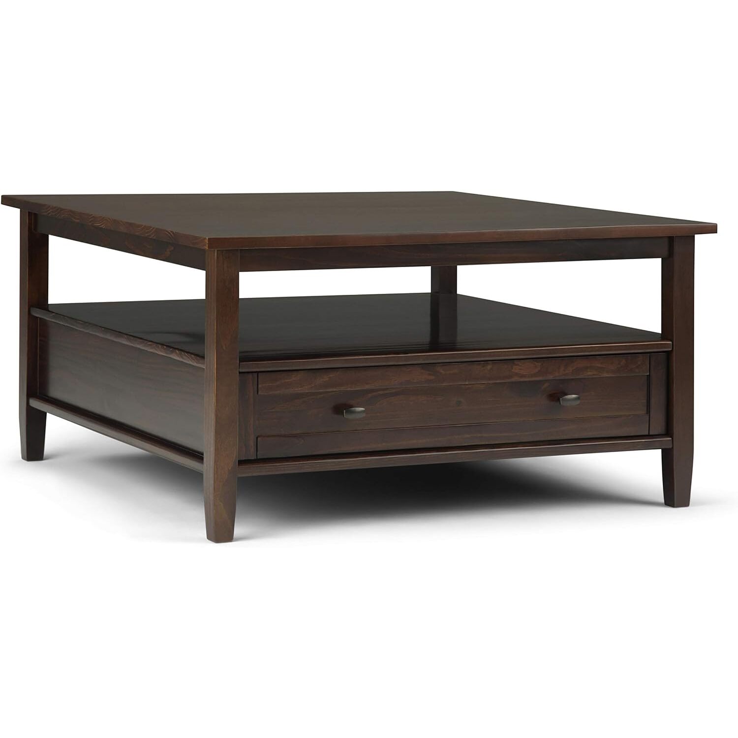HomeStock Urban Oasis Solid Wood 36 Inch Wide Square Transitional Coffee Table In Tobacco Brown