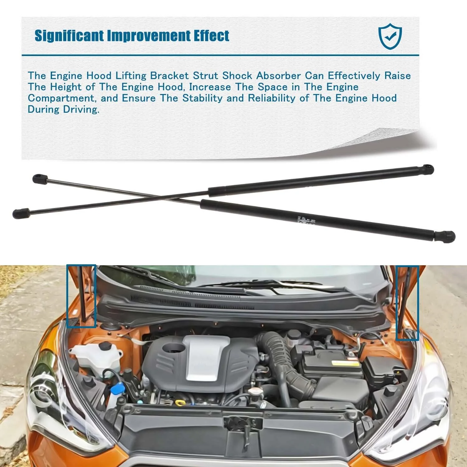 Front Hood Support Rod Left & Right Side for 13-17 Hyundai Veloster 1.6L L4