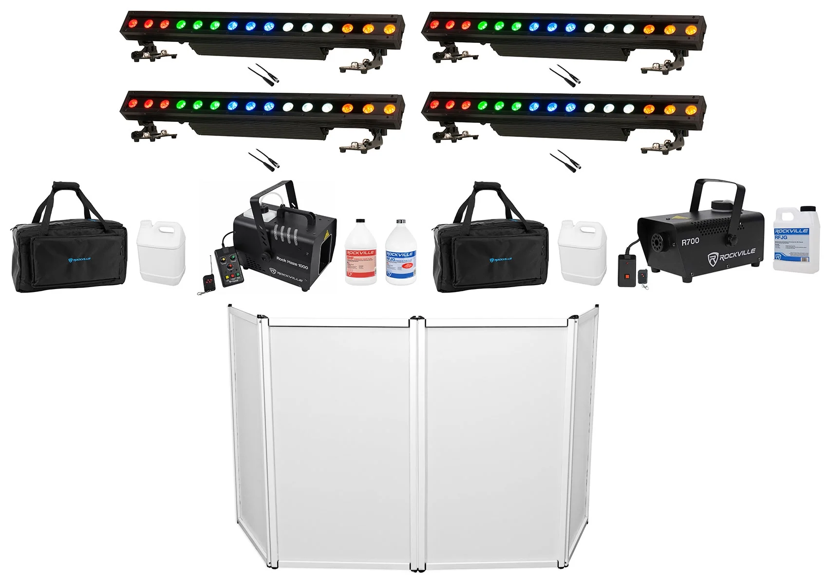 (4) American DJ 15 Hex Bar IP Outdoor DMX Strip Wash Lights+Facade+Hazer+Fogger