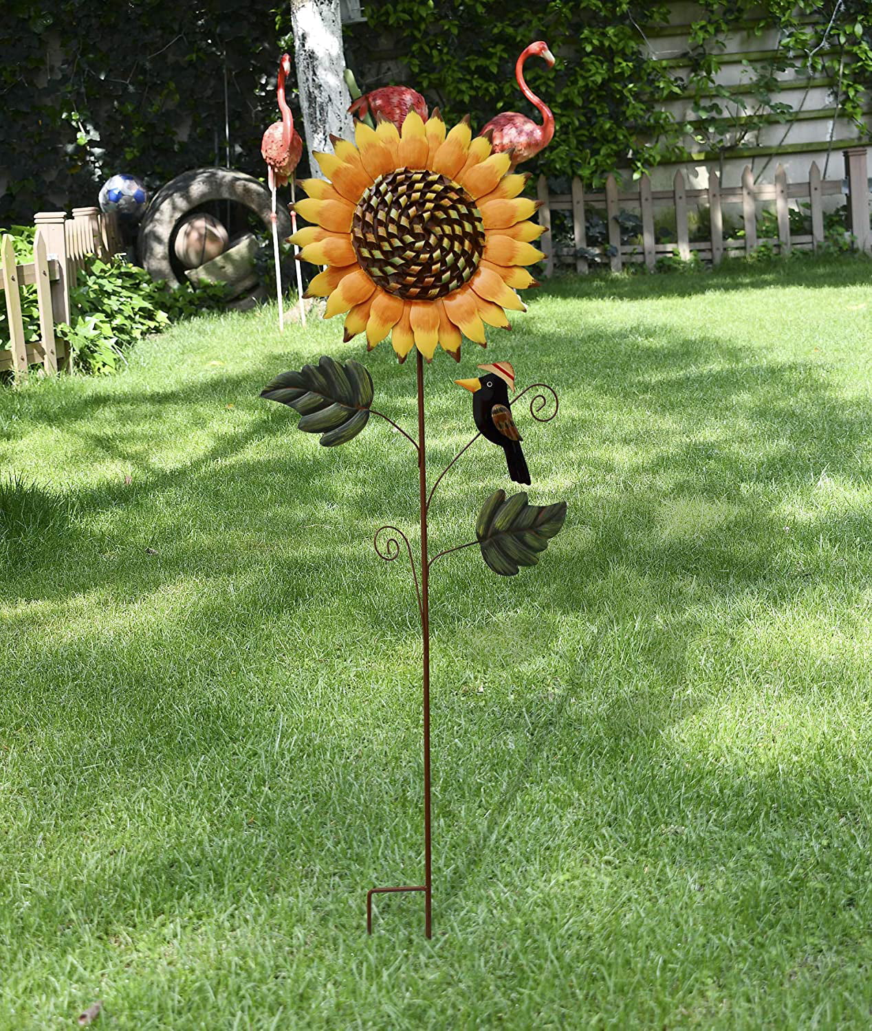 Metal Sunflower Garden Stakes - Outdoor Decorative Plant Flower Stake - Lawn & Yard Ornaments