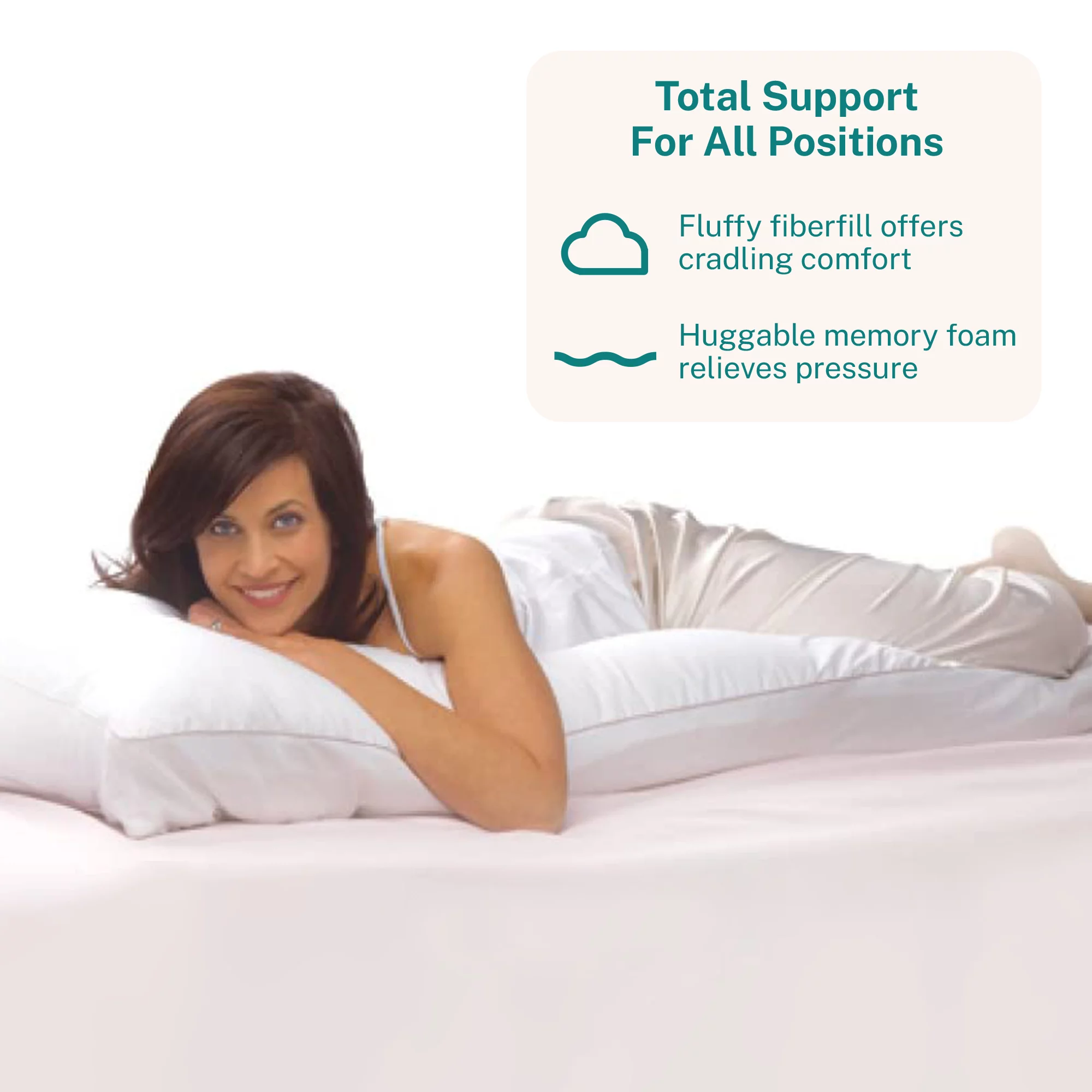 Sleep Innovations Embrace Memory Foam Body Pillow with Hypoallergenic Cover, White 1'8