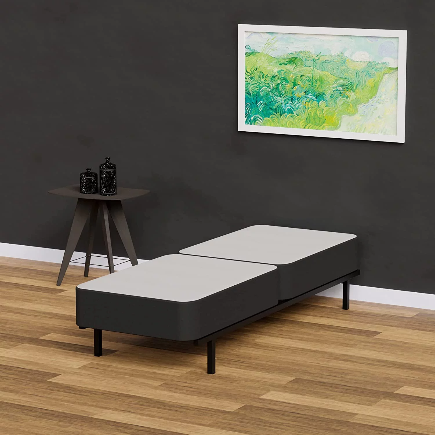 YILAN Wood Split Low Profile Traditional 4-inch Fully Assembled Foundation Set-Strong Structure – Luxurious Durable Bedding Twin Mattress Box Springs – Black