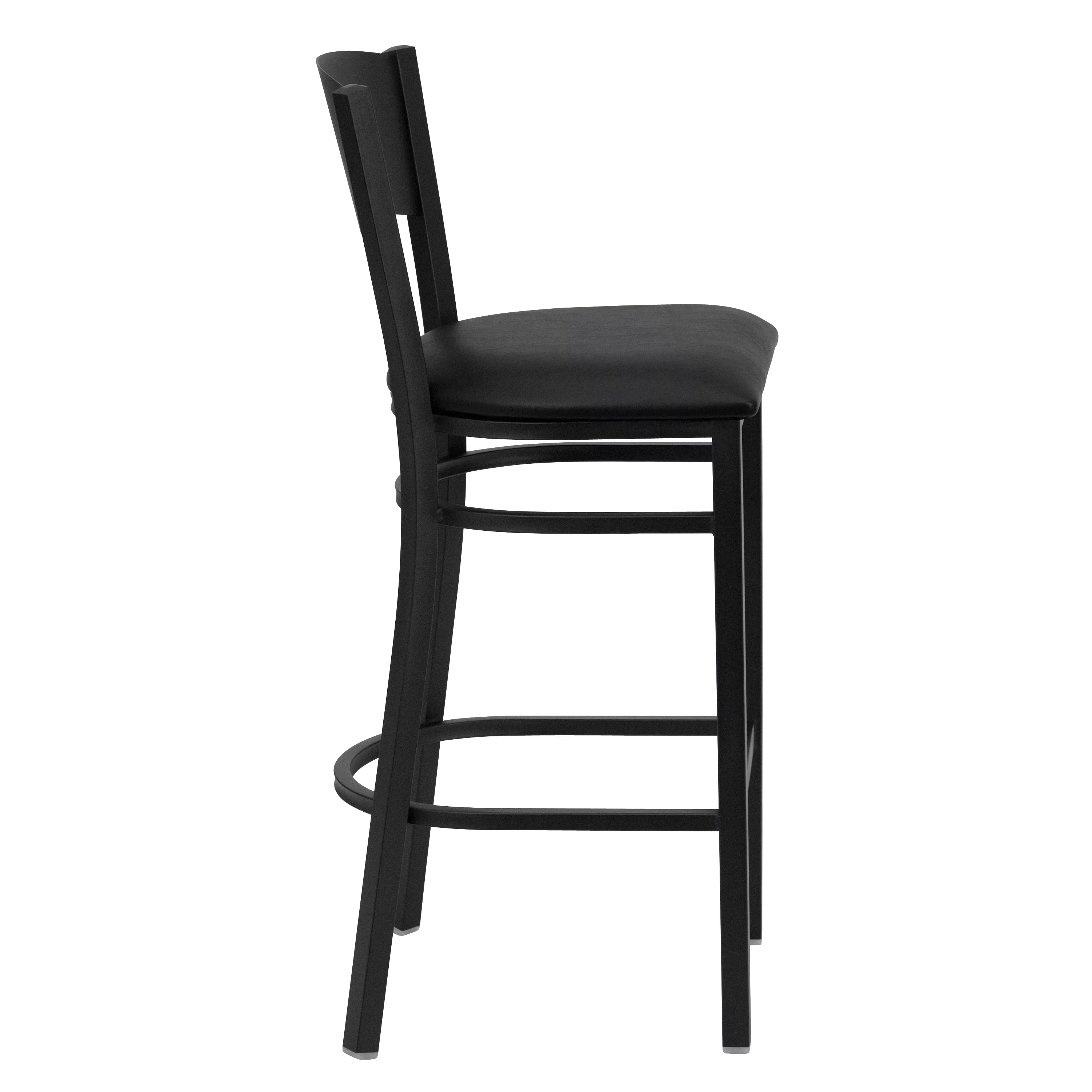Flash Furniture 2 Pk. HERCULES Series Black Circle Back Metal Restaurant Barstool - Black Vinyl Seat