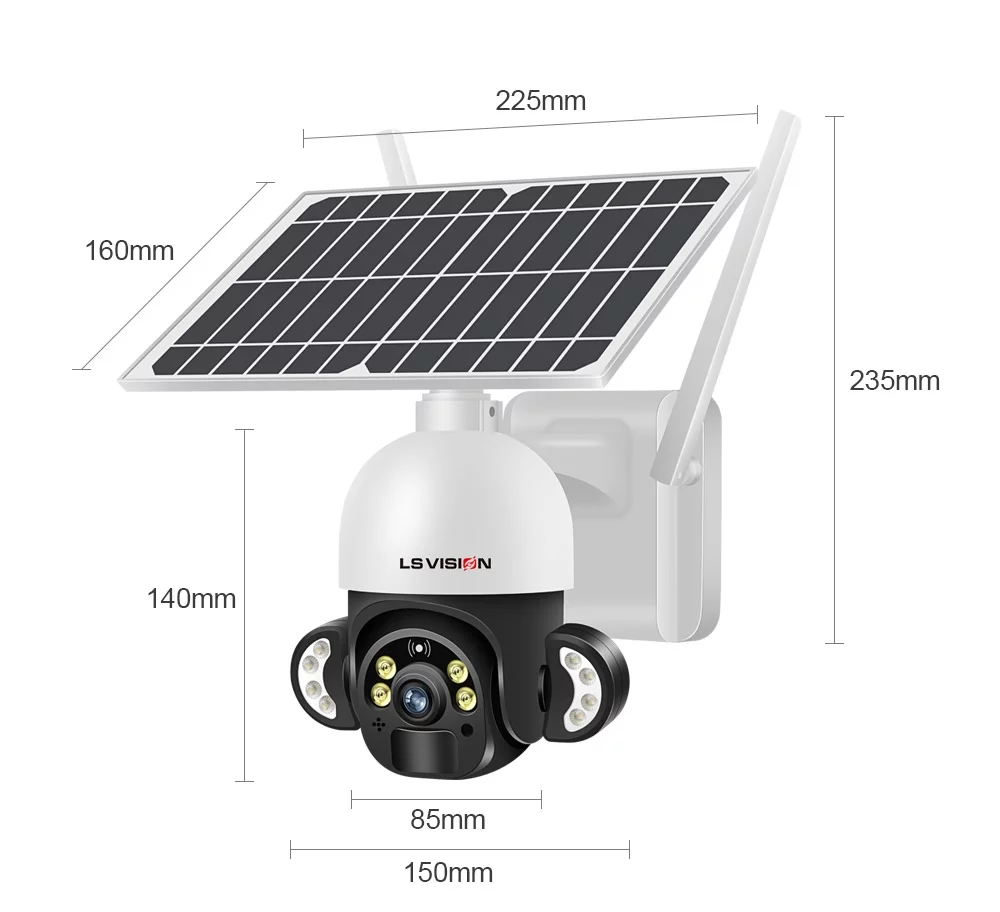 LS VISION 4MP WiFi Solar Wireless Security Cameras System CCTV Waterproof Outdoor PTZ