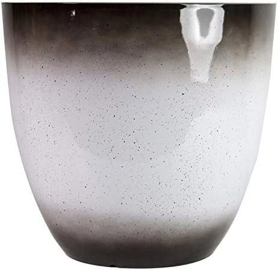 Large Egg Shaped Planter - Modern Indoor & Outdoor Decorative Flower Pot/Box (15 Inch, Brown To White W/Specs)