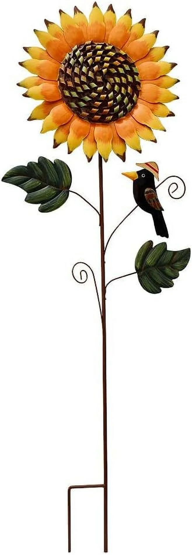 Metal Sunflower Garden Stake Decor Outdoor Sunflower Yard Stakes Sunflowers Yard Art Large Garden Sunflower Decor Flower Yard Lawn Ornaments Patio Decor Planter Stake (33.5 Inches High)