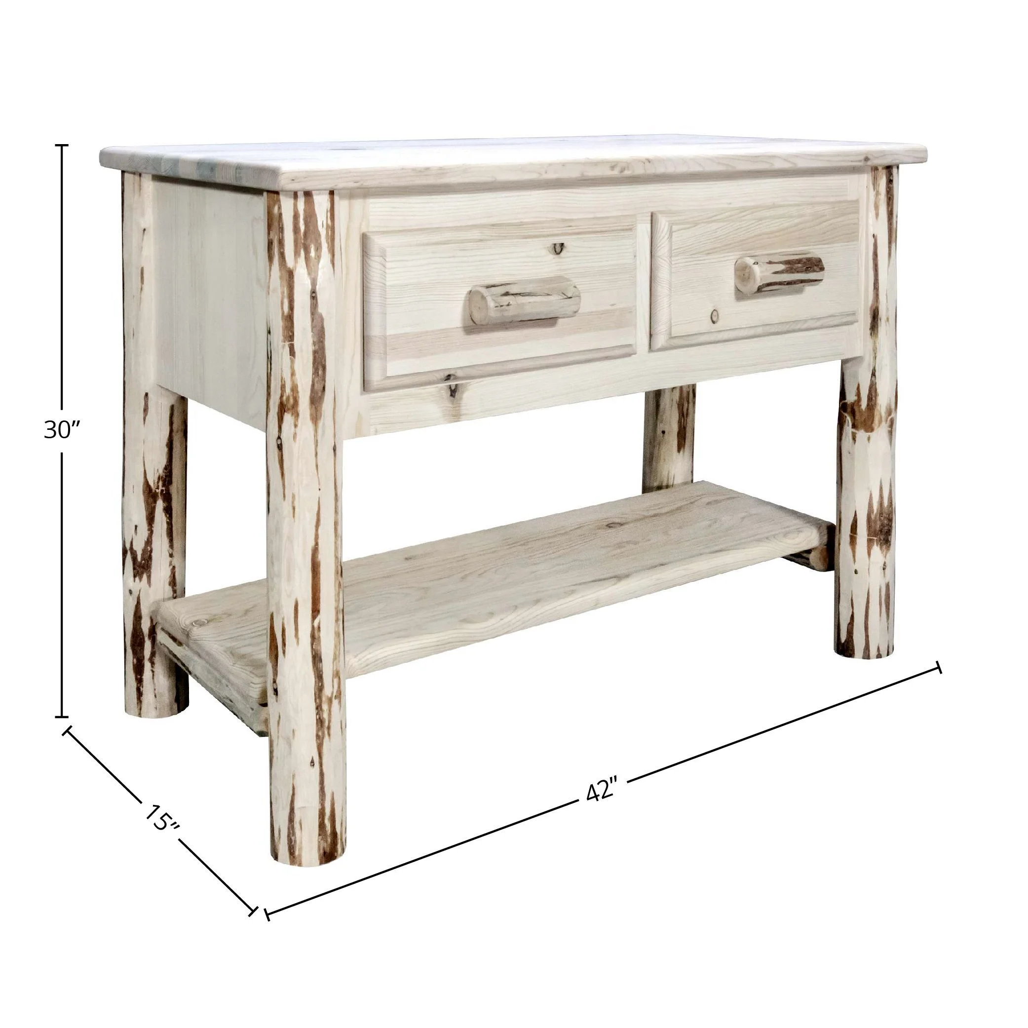 Montana Collection Console Table w/ 2 Drawers, Clear Lacquer Finish