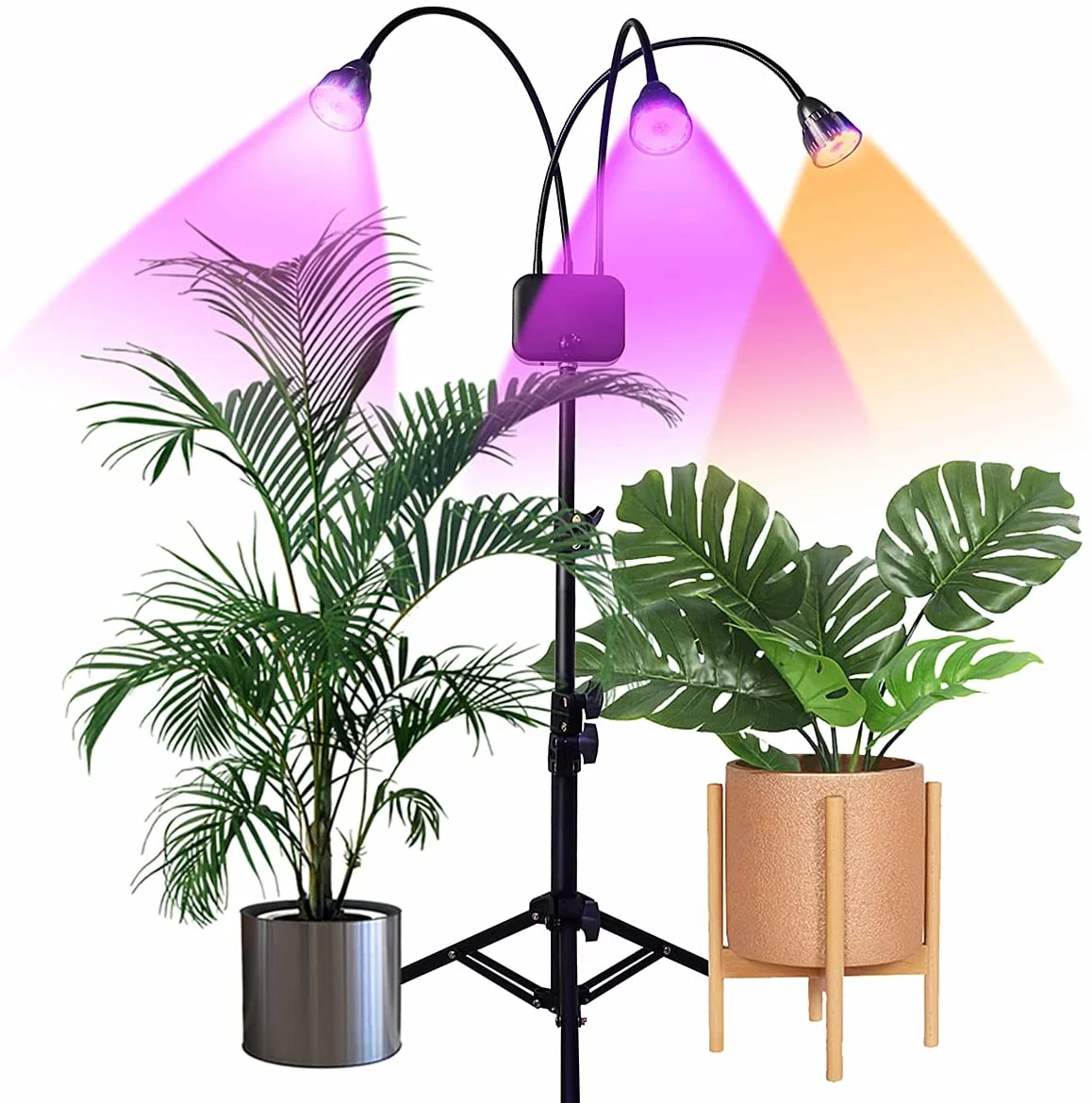 YEOLEH Grow Light for Indoor Plant with Stand,Full Spectrum Floor Plant Light with Tri-Head 60W LED ,Timing 3/9/12H,Tripod Adjustable 15-47 inch for Gardening Houseplants Greenhouse
