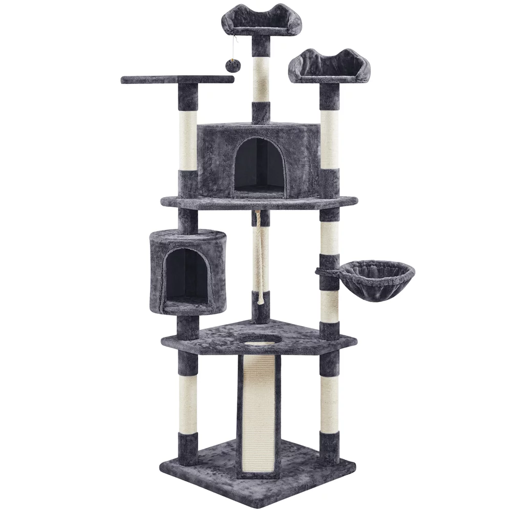 Yaheetech 79'' Multilevel Cat Tree with Condos & Scratching Posts,Dark Gray
