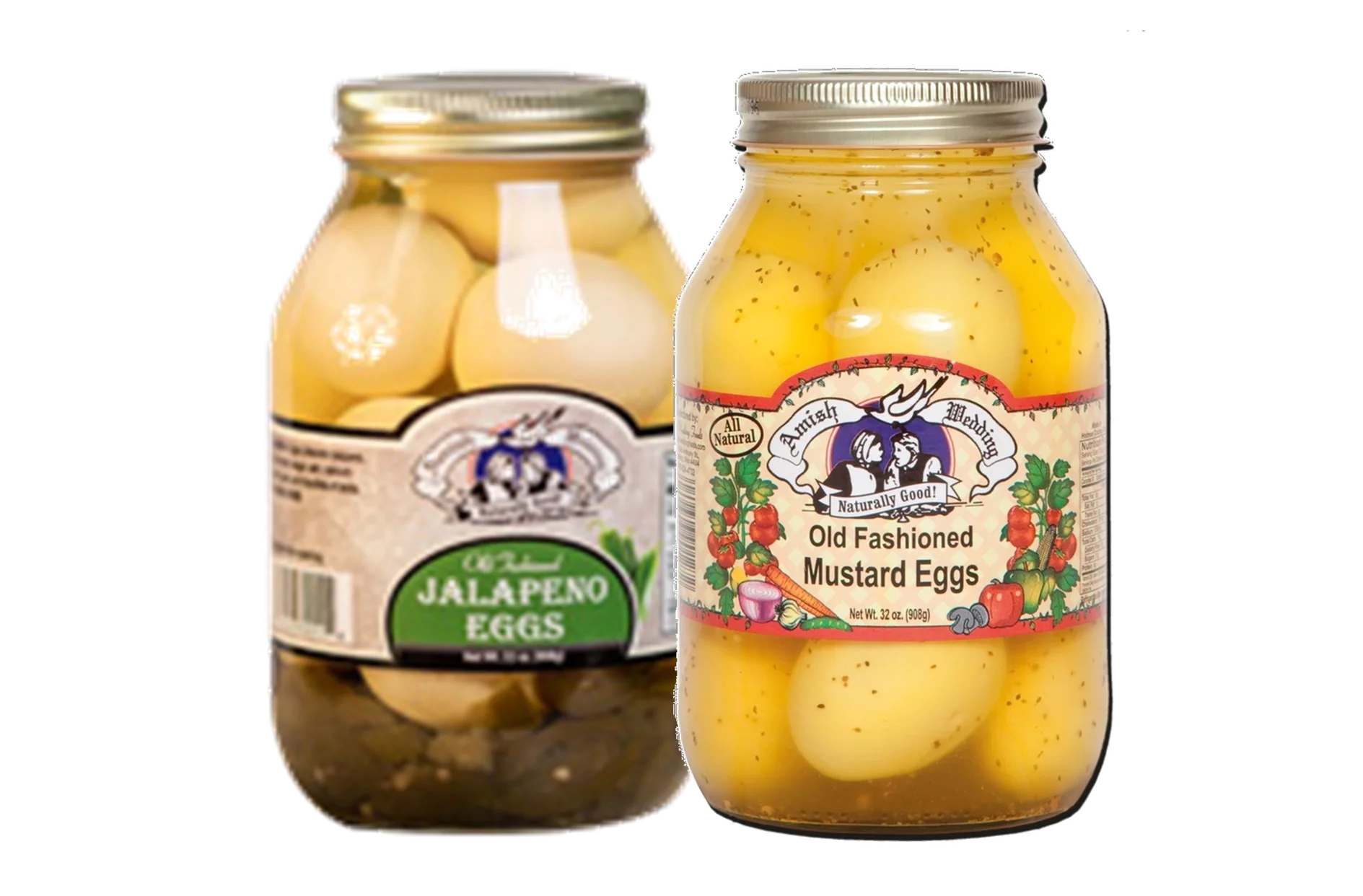 Amish Wedding Jalapeno Eggs & Mustard Eggs Variety 2-PK, 32 oz. Jars