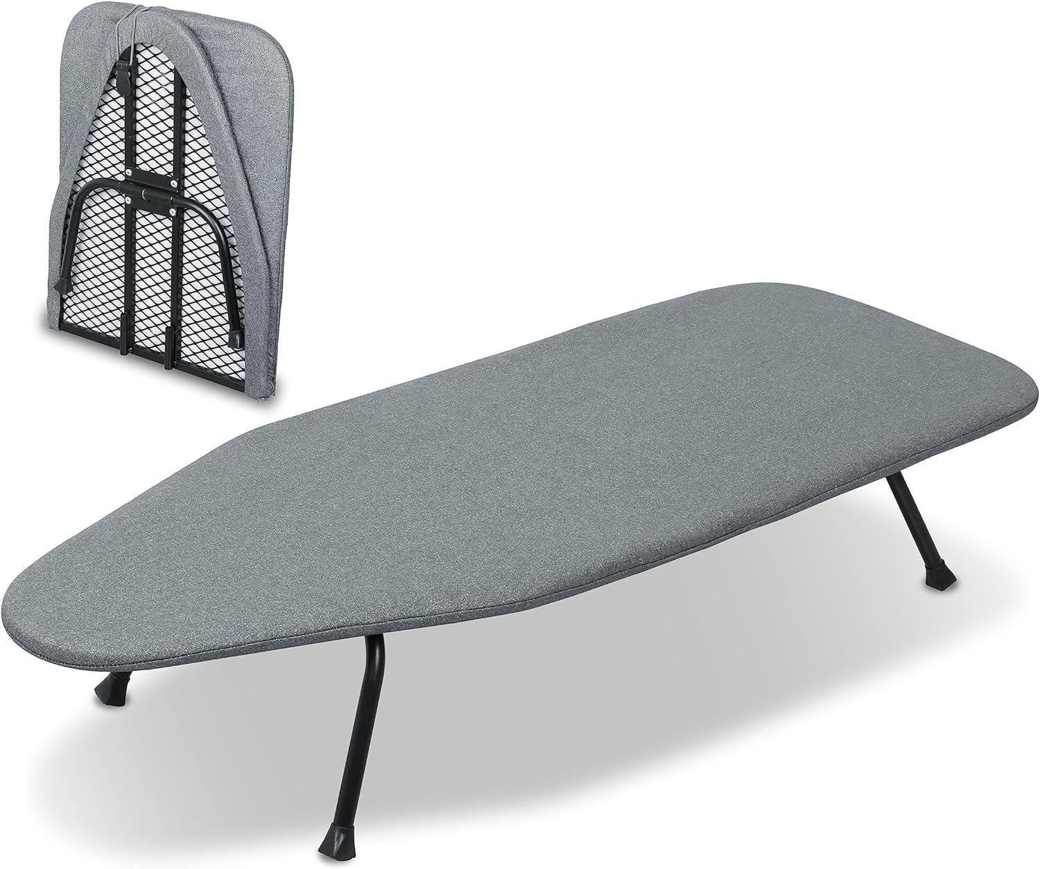 Metal Mesh Panel Tabletop Ironing Board , Foldable Iron Board , Heavy Duty Small Iron Board with Heat Resistant Cover and 100% Cotton 8mm Thicken Pad