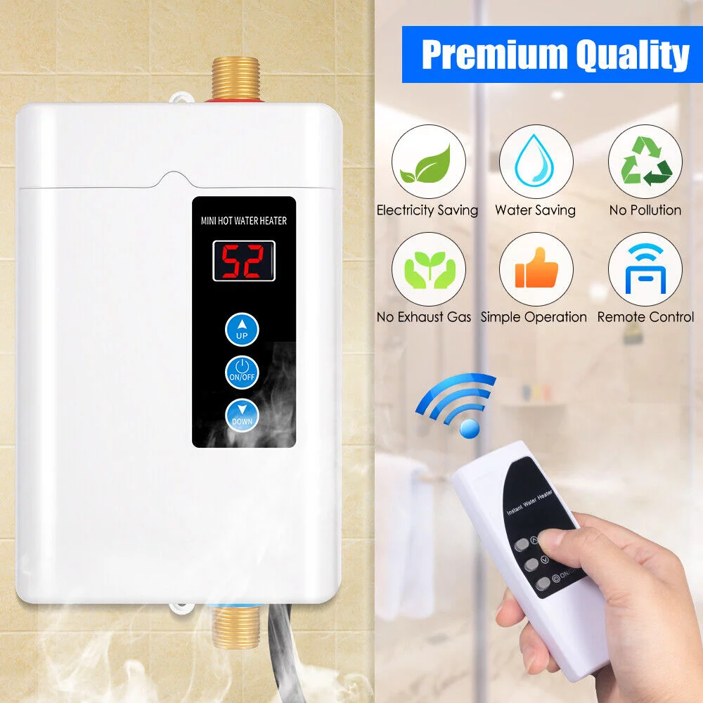 Instant Heat Waterproof Body One Key Operation 110V Touch-Screen Buttons Tankless Water Heater