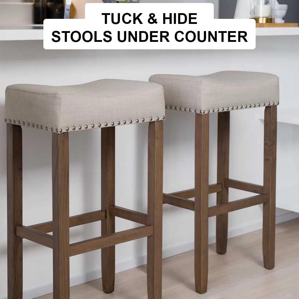 Nailhead Wood Pub-Height Backless Counter Bar Stool 29