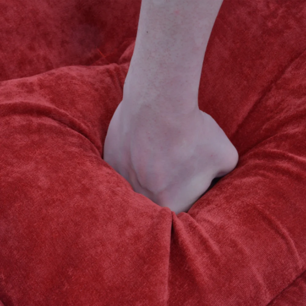 Lazy Sofa Adjustable Folding Futon Sofa Video Gaming Sofa with Two Pillows Red + Polyester + Foam