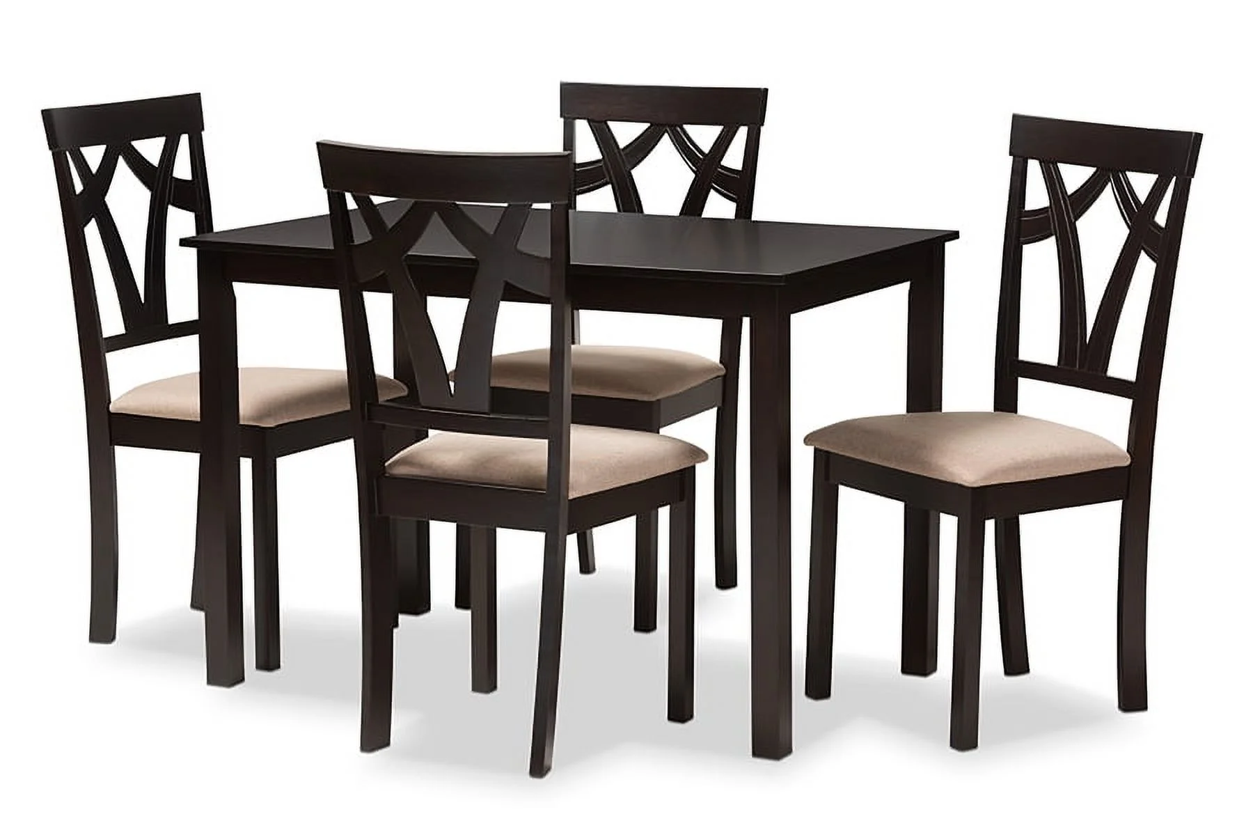 Baxton Studio Sylvia Modern and Contemporary Espresso Brown Finished and Sand Fabric Upholstered 5-Piece Dining Set