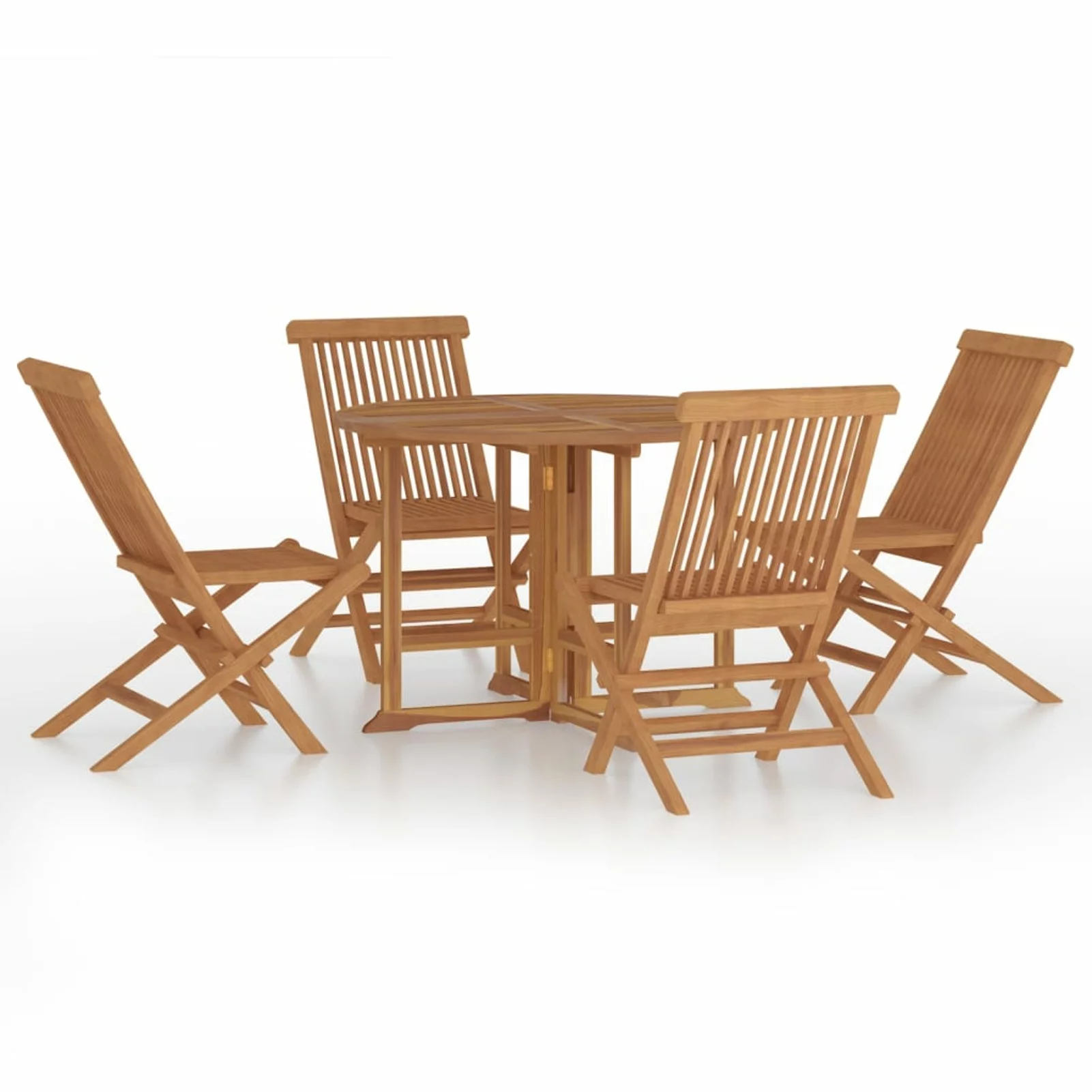 OWSOO 5 Piece Folding Patio Dining Set Solid Wood Teak
