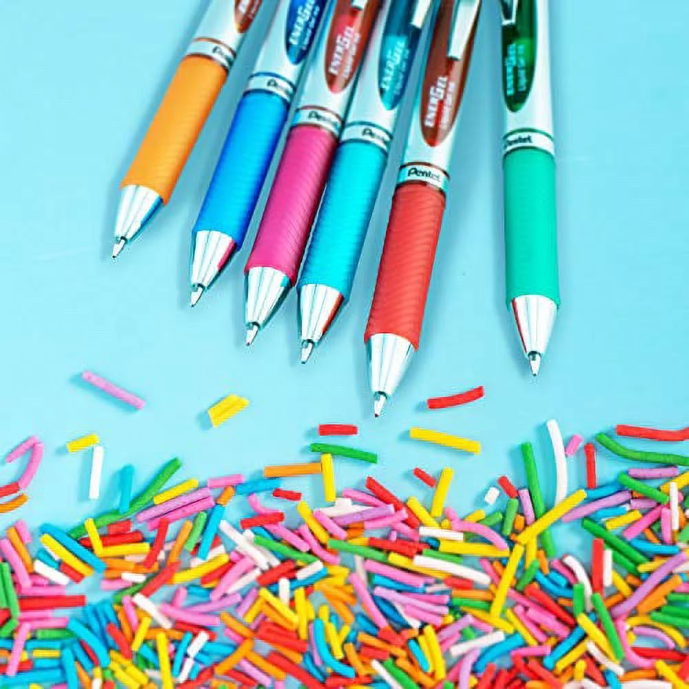 Pentel EnerGel RTX Retractable Liquid Gel Ink Pen, (0.7mm) Medium, Assorted Ink, 20 Pack (BL77BP20M), Assorted