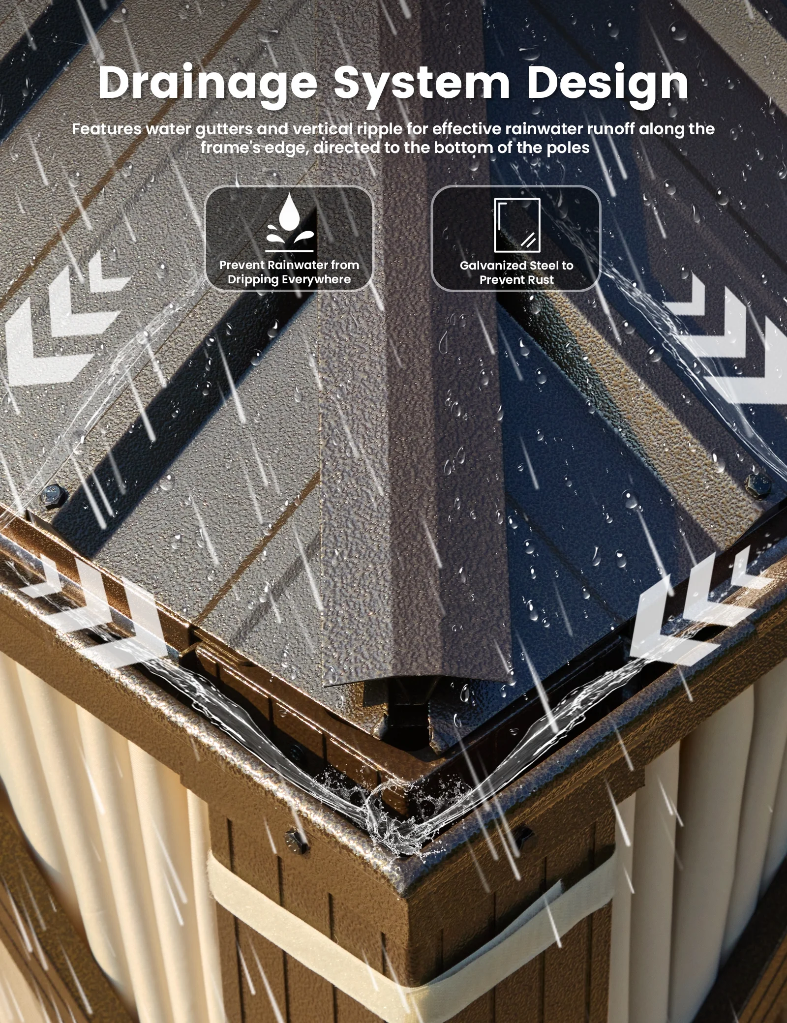 Richryce 12' X 12' Hardtop Gazebo Aluminum Frame Gazebo with Galvanized Steel Double Roof