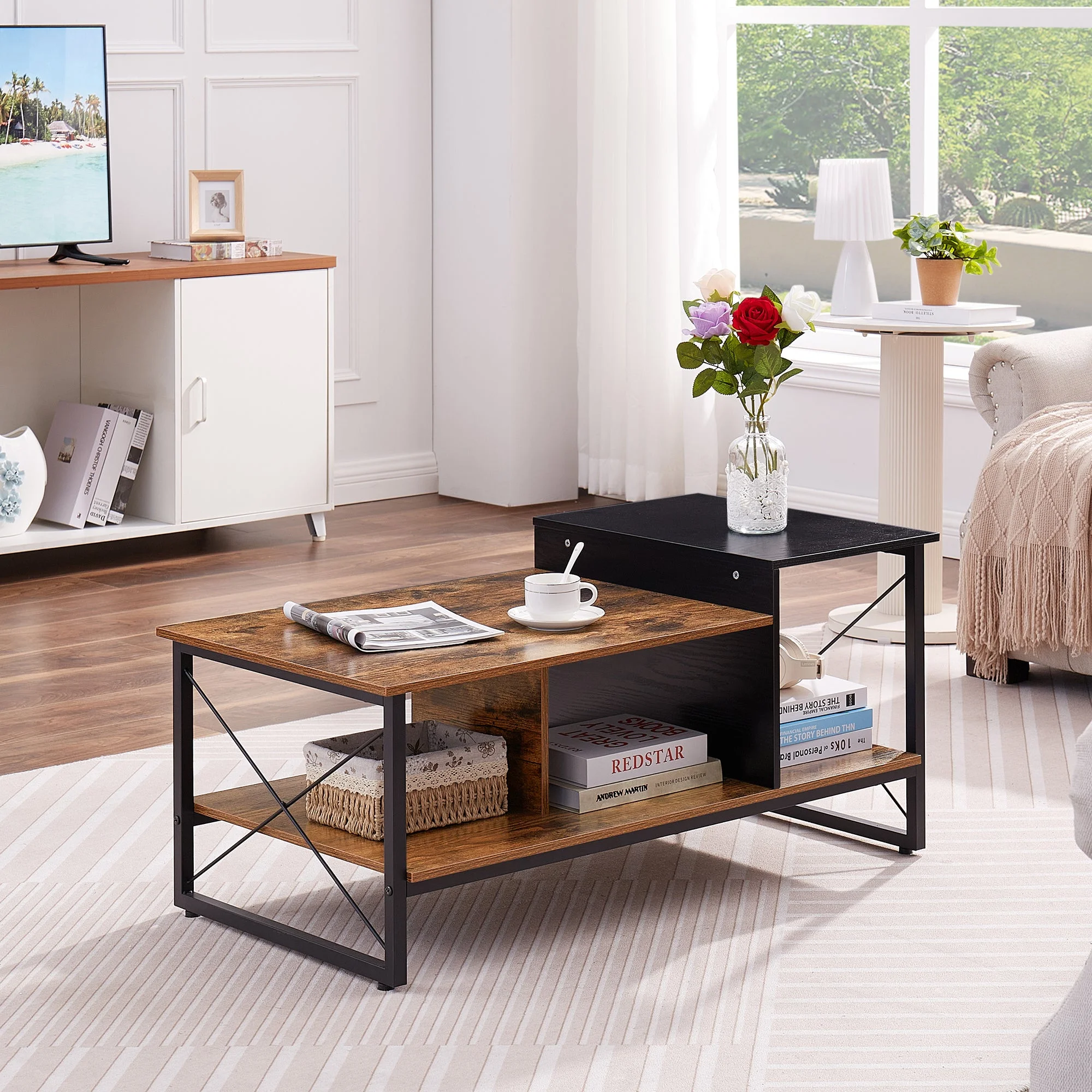VECELO Coffee Table for Living Room, 39.4