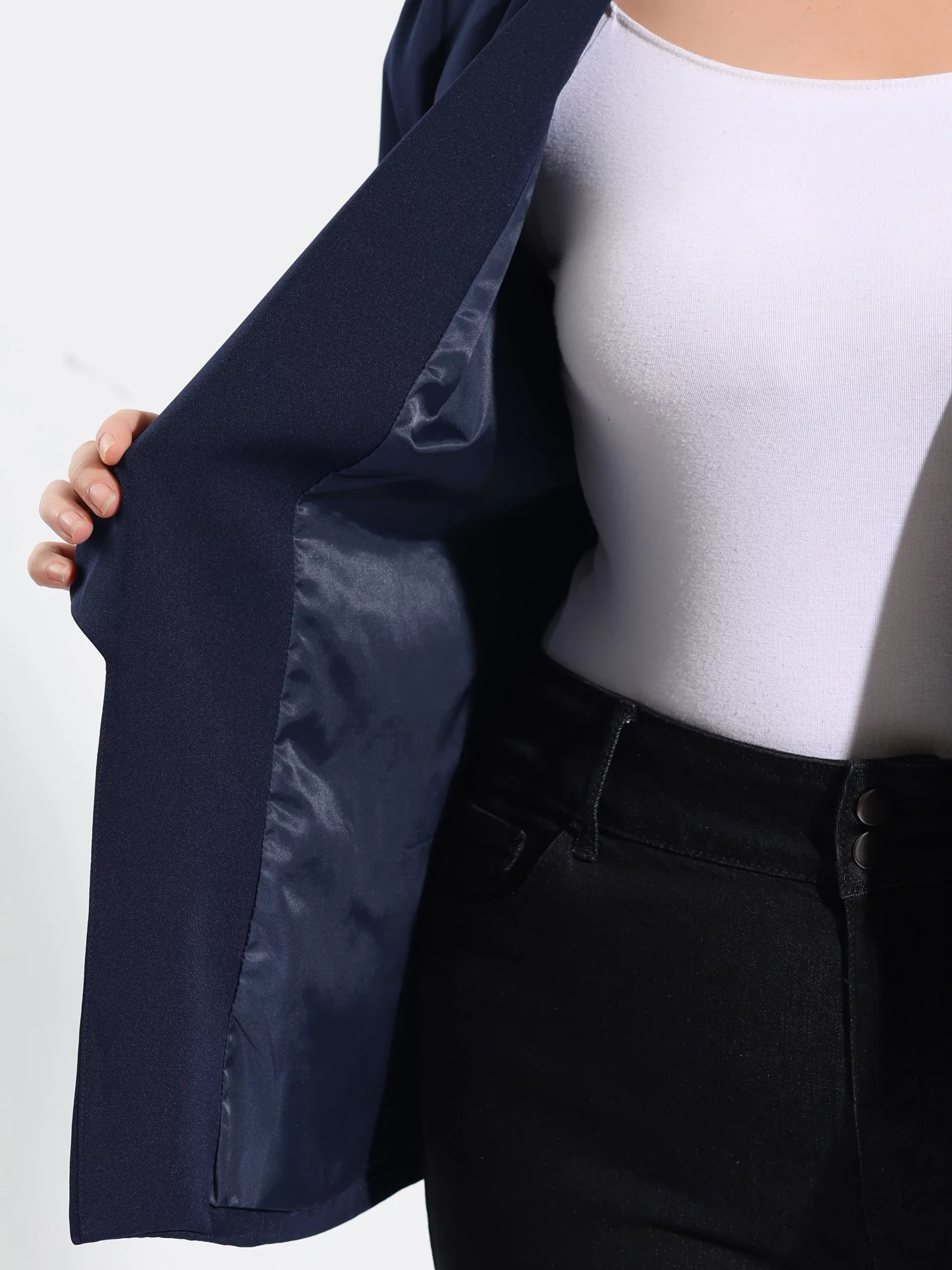 Unique Bargains Women's Plus Size Cardigan 3/4 Sleeves Shawl Collar Ruched Cuffs Blazer