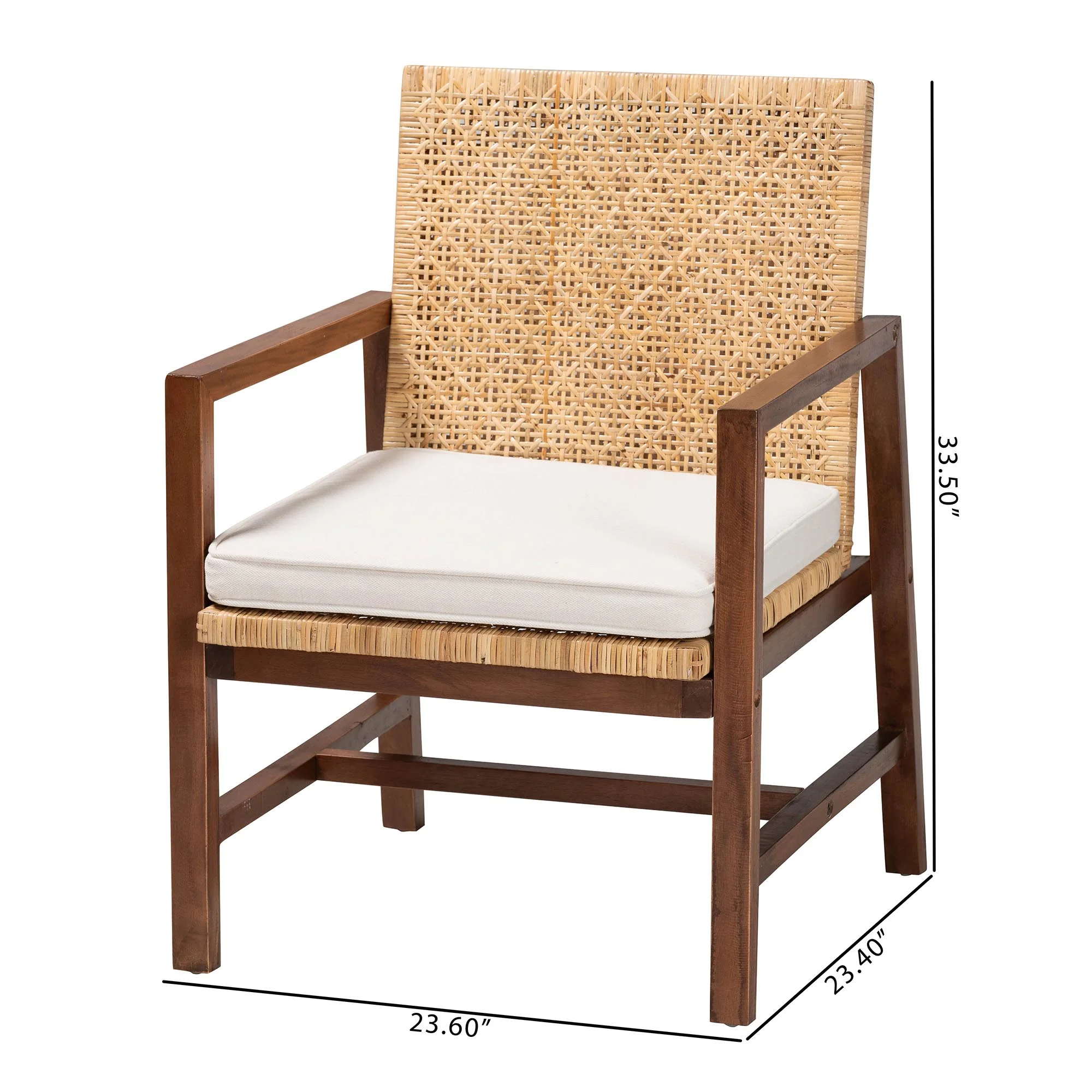 bali & pari Lovina Boho Arm Chair, Handwoven Natural Rattan, Light Honey