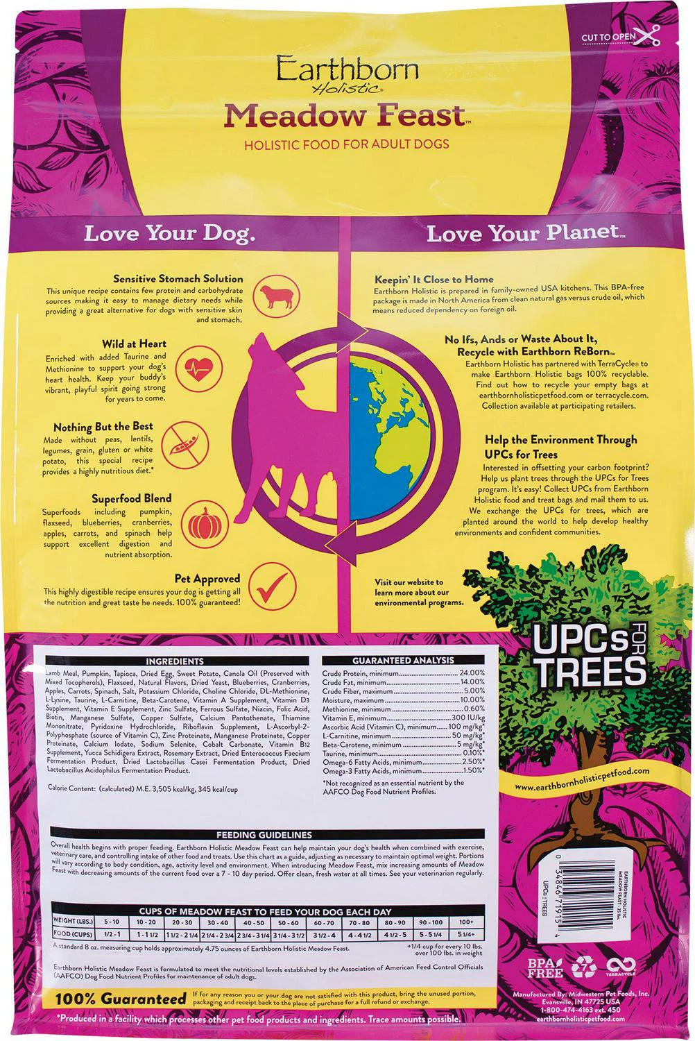 Earthborn Holistic Meadow Feast Adult Sensitive Stomach Grain-Free High-Protein Lamb Recipe Dry Dog Food, 25 lb. Bag