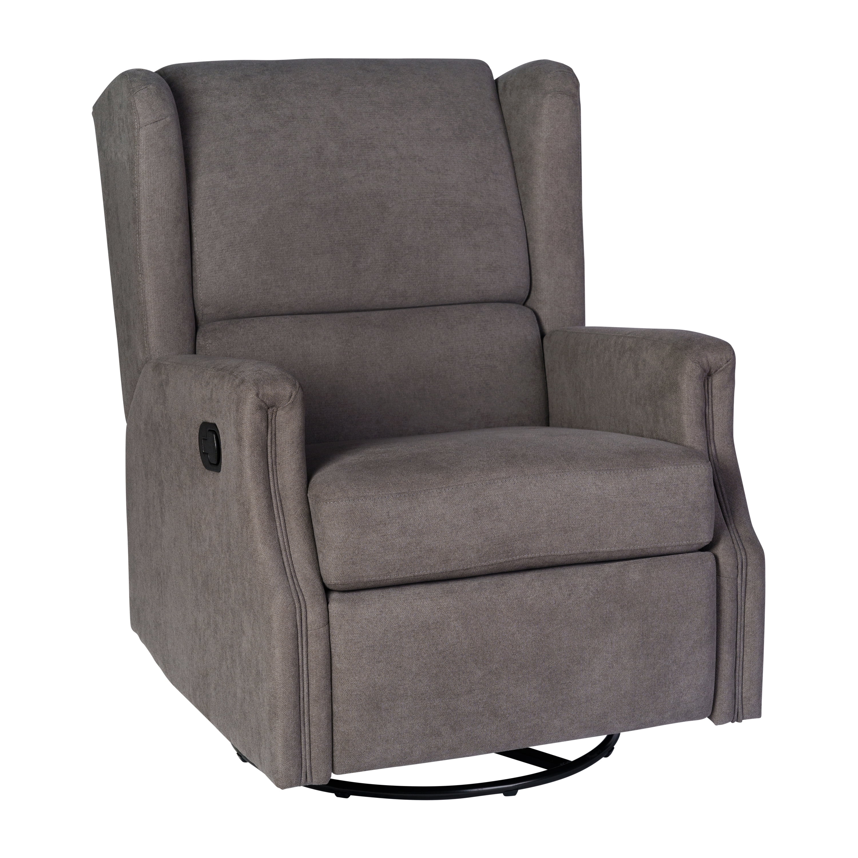 Merrick Lane 3-in-1 Wingback Manual Recliner Rocker Swivel Glider Chair in Dark Gray