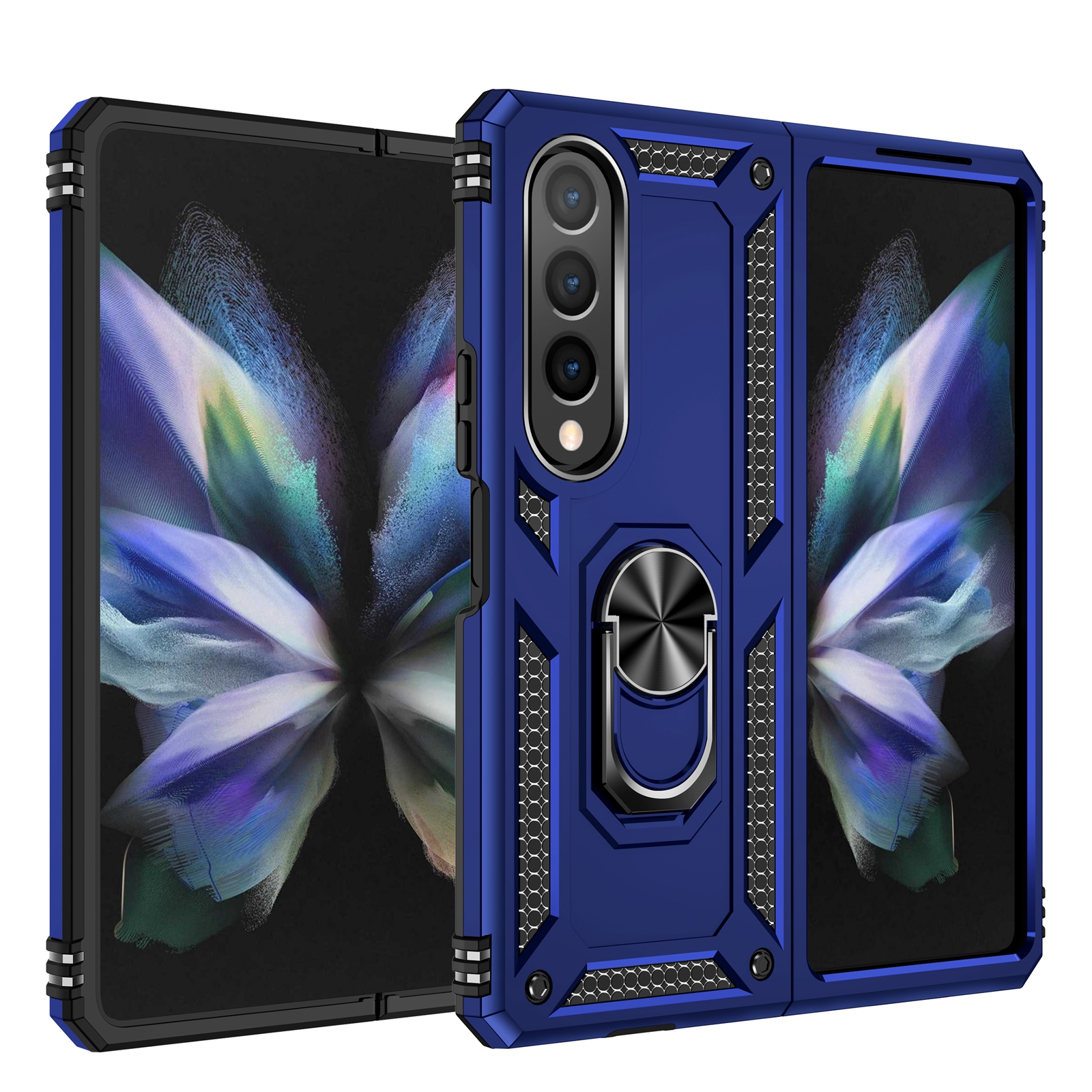 Dteck Case for Samsung Galaxy Z Fold 4 5G,Shockproof Rugged Kickstand Case Ring Holder Lighweight Cover for Galaxy Z Fold 4 (2022),Blue