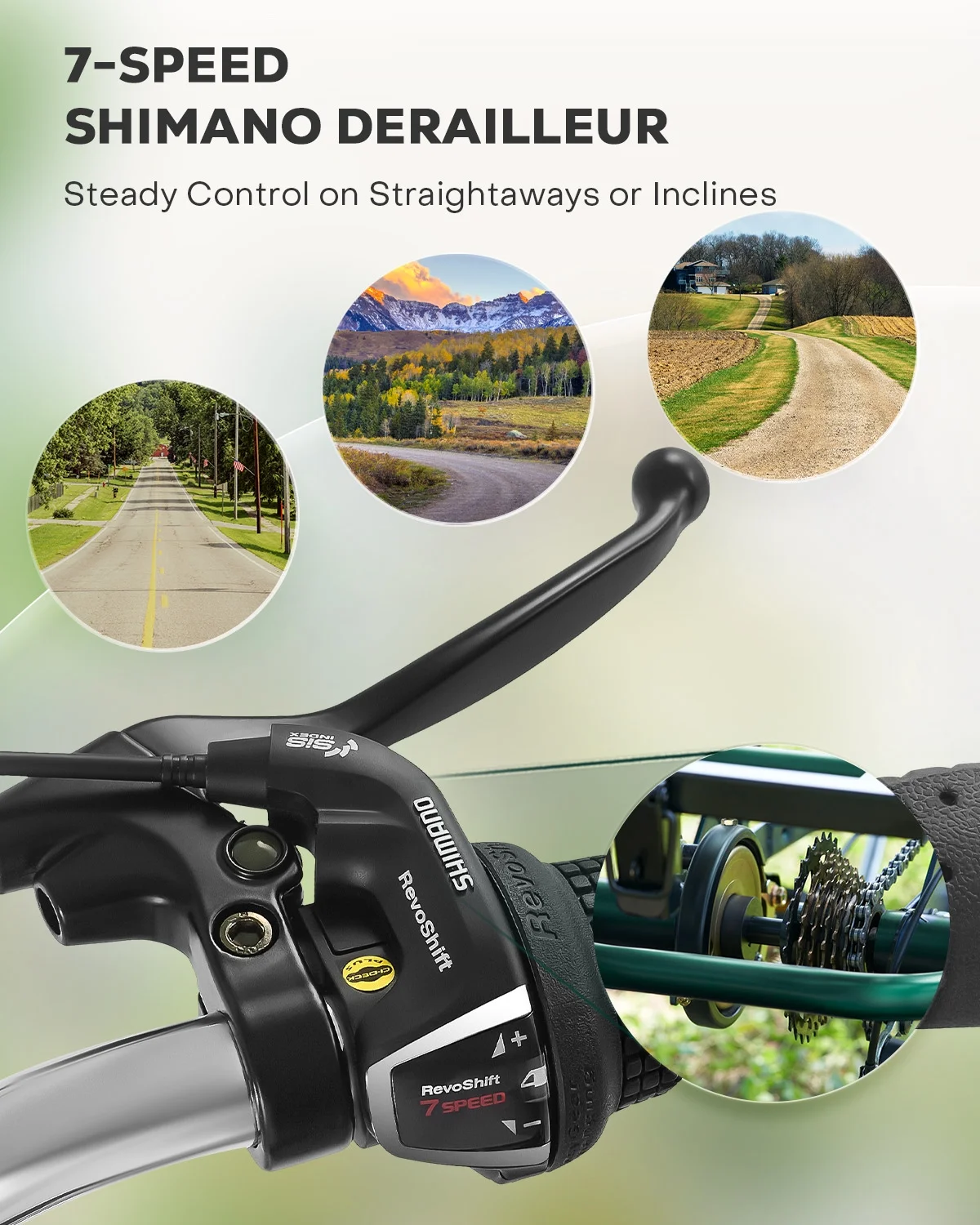 26 Inch Folding Adult Tricycle 7 Speed Trike with Removable Basket Green