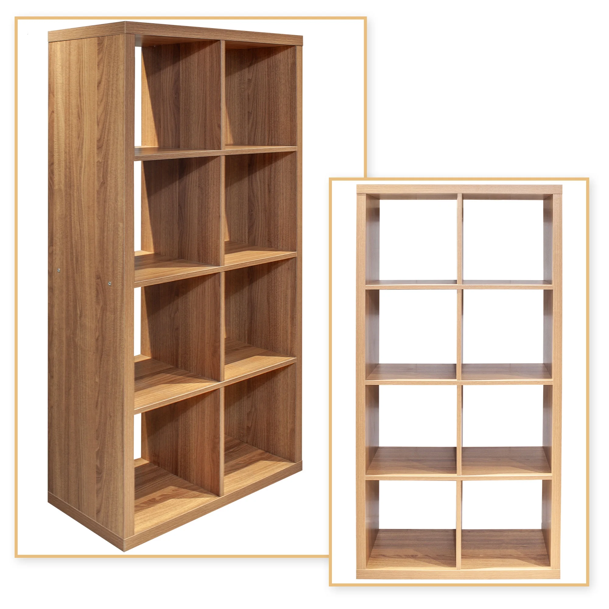 Minimalist 4-tier Wooden Frame Open Bookshelf with MDF Board, Walnut