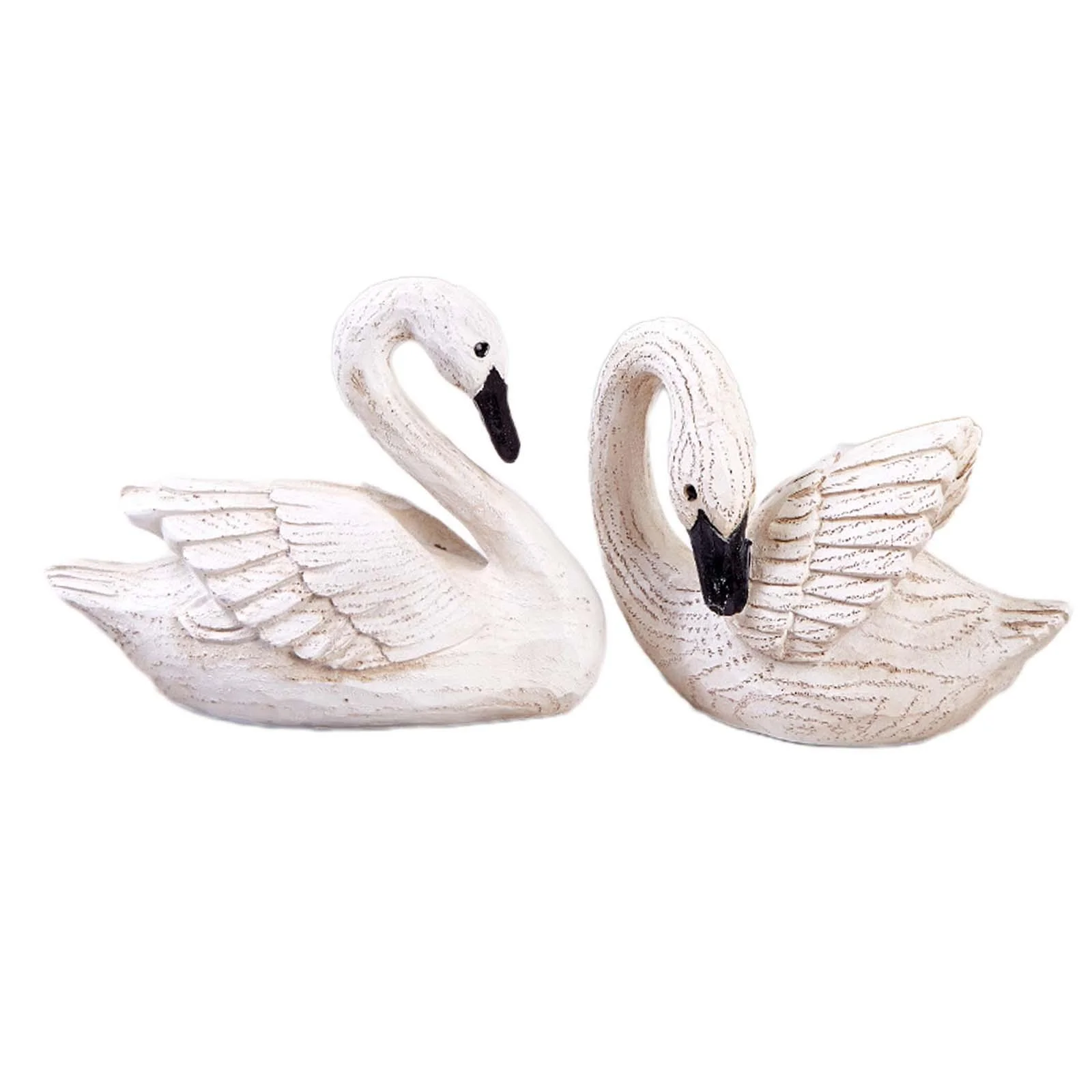 kowaku 2 Resin Sculptures,Couple Swan Figurines Birthday Gift House Love Swan Ornament Swan Statues Bird Figures for Shelf,Fireplace A