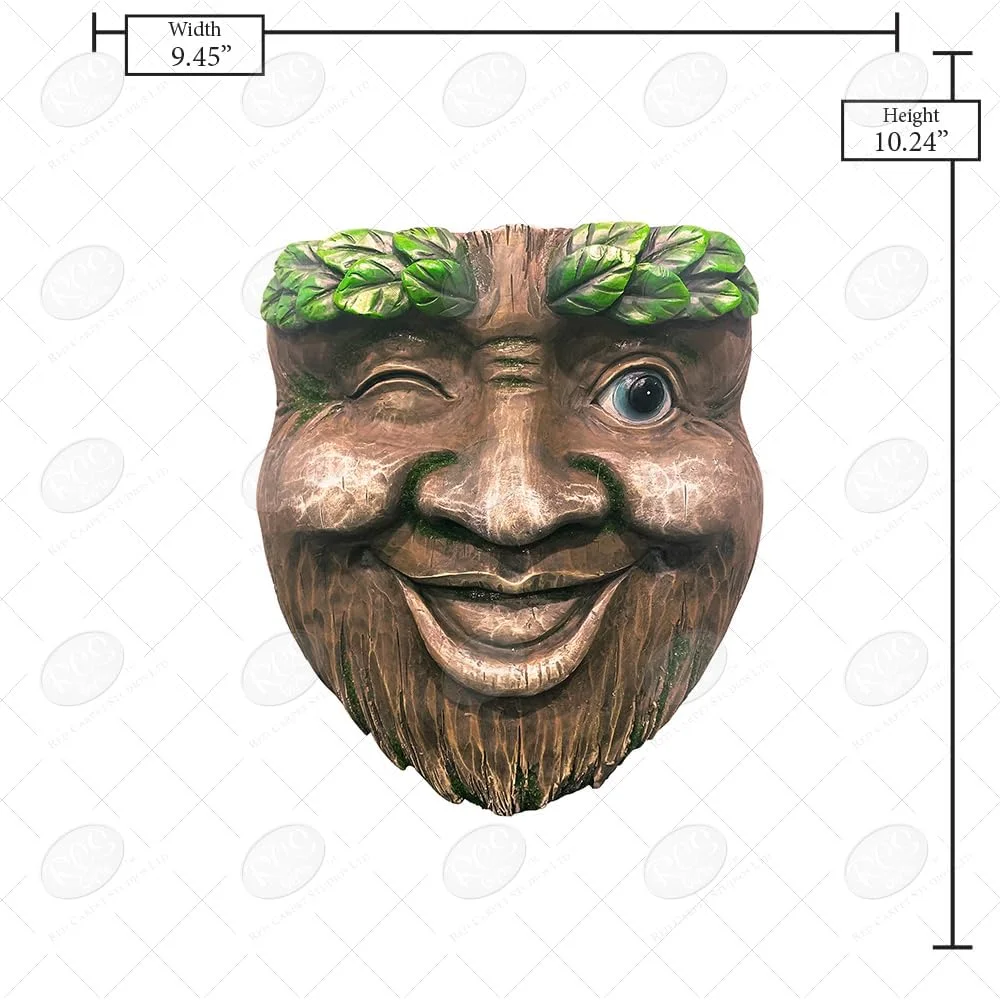 Red Carpet Studios Sculpted Resin Tree Face Planter, Wink, 9 x 10-Inch