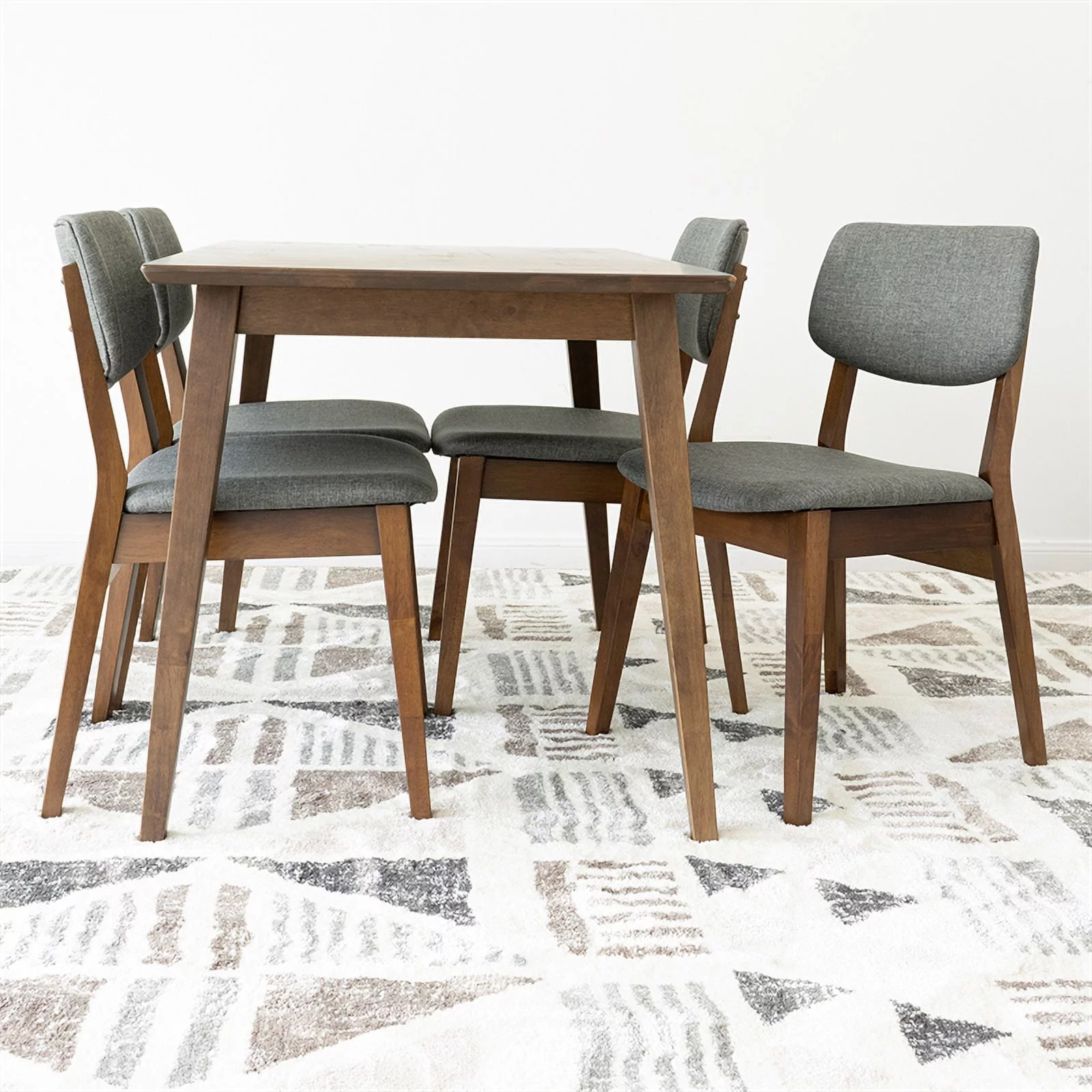 Brock Modern Solid Wood Walnut Dining Room & Kitchen Table and 4 Chair Set