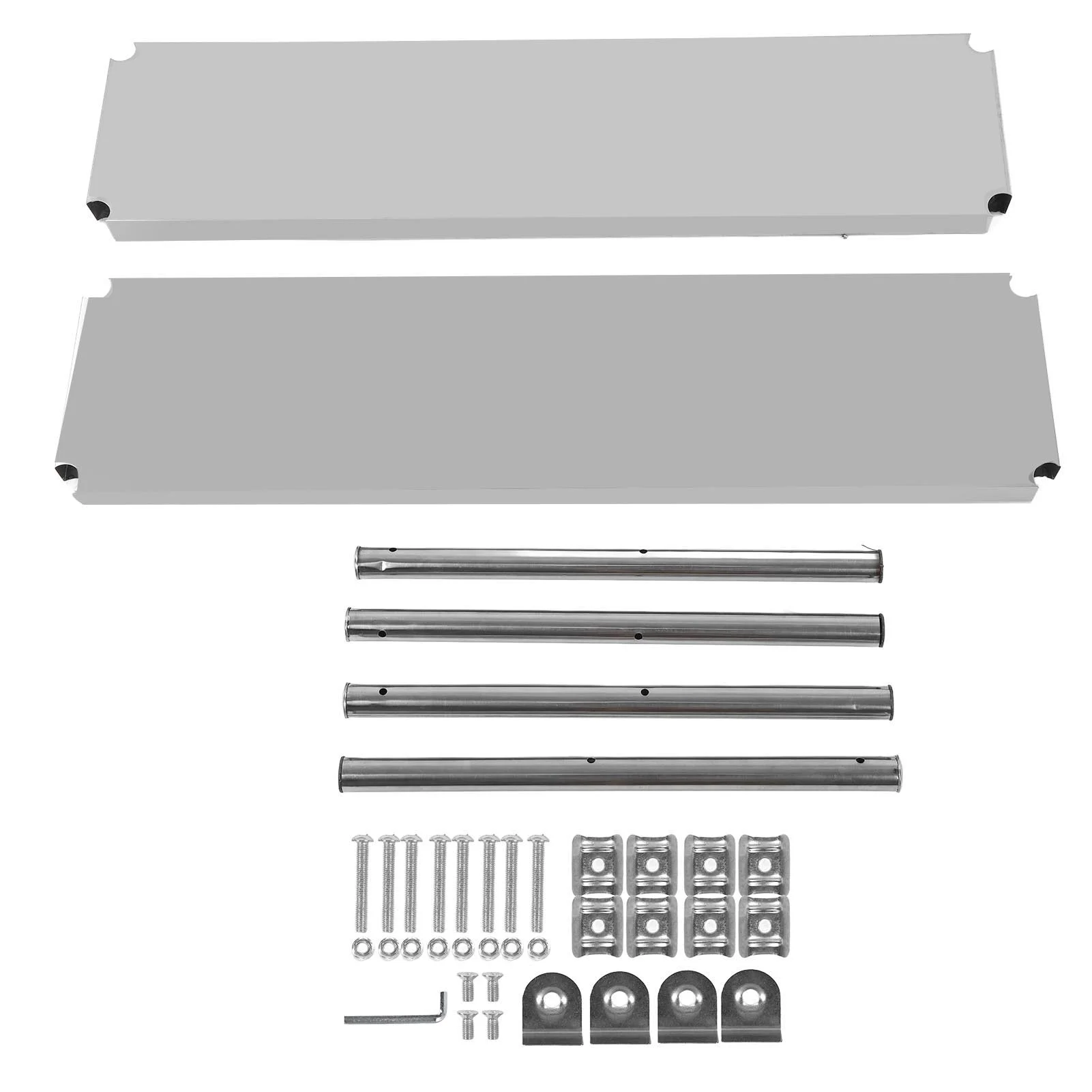 120 X 30 X 60cm Double Overshelf Stainless Steel 150kg Bearing Work Table for Commercial Industrial Use
