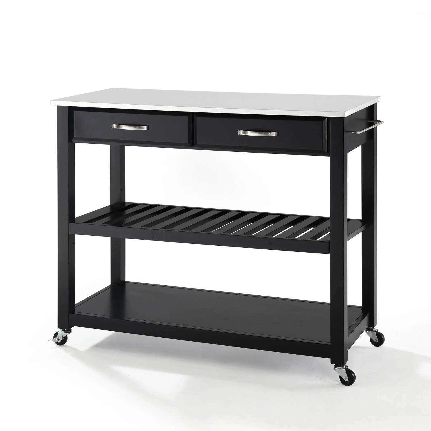 Crosley Furniture Engineered Wood/Granite Top Kitchen Cart in Black/White